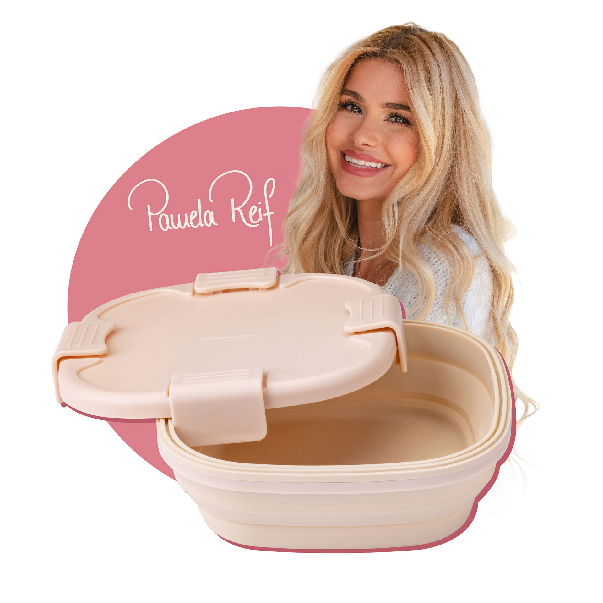 Pamela Reif Snack Box faltbar, eckig, 17x17x7cm, beige