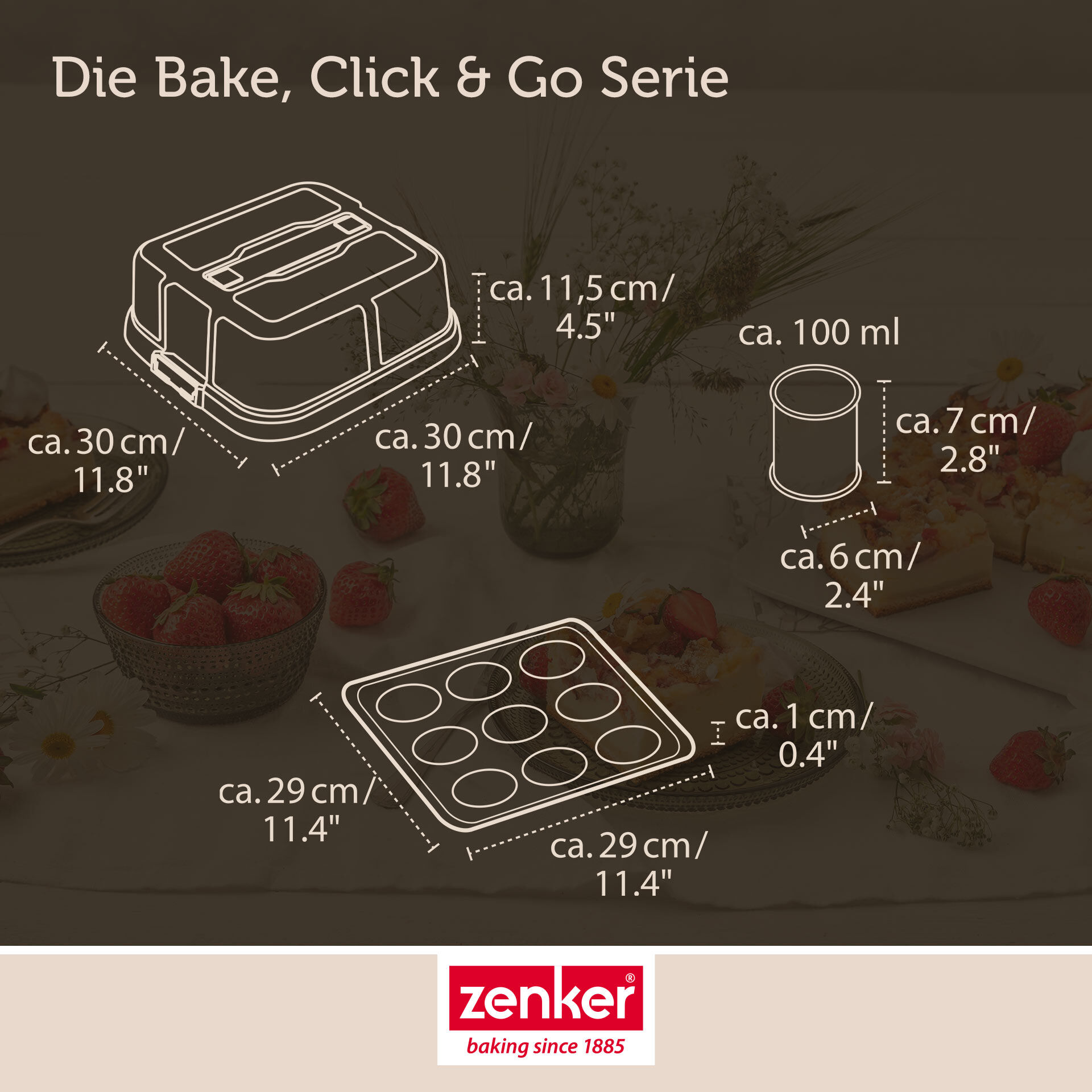 Mini Törtchen Backblech mit Transporthaube & Törtchenretter, 9er