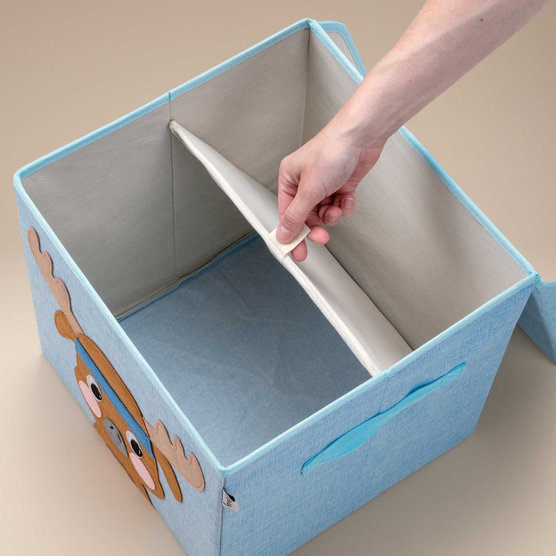 Aufbewahrungsbox mit Deckel, Hirsch, blau, 33x33x33cm
