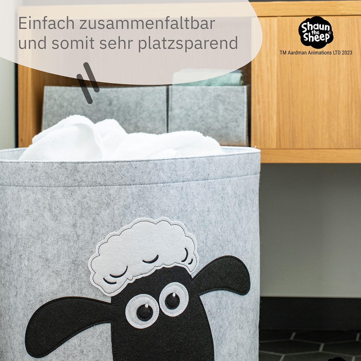 Aufbewahrungskorb Shaun , Filz, 43,5x46cm