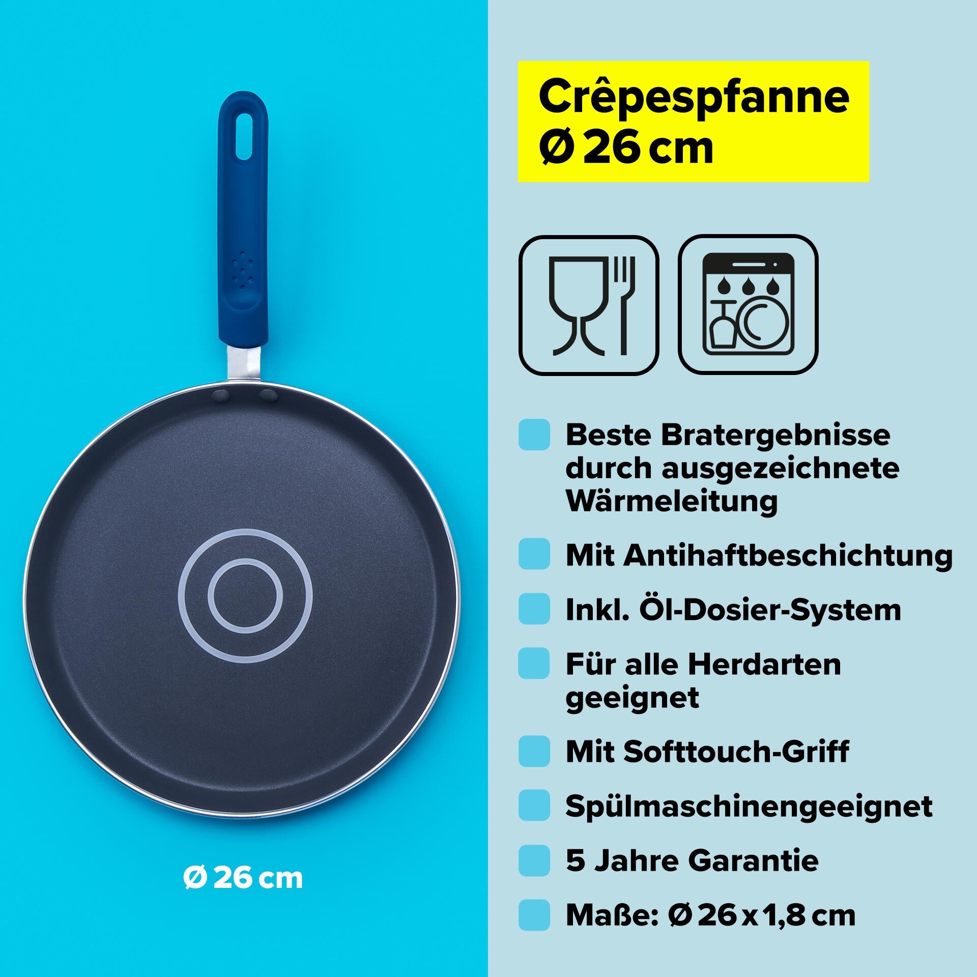 Antihaft-Crêpepfanne, Ø26cm