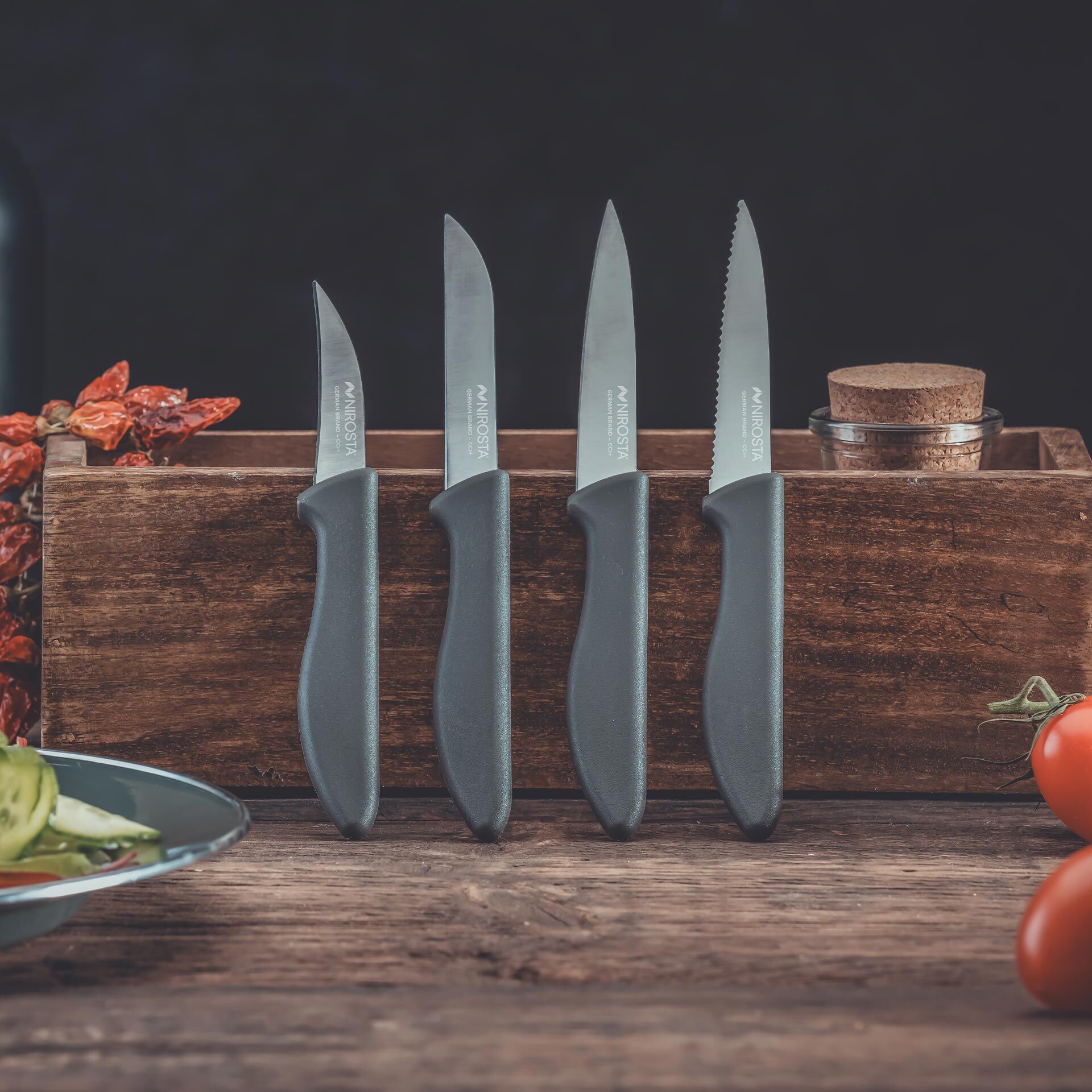 Küchenmesser Original, 8,5cm Edelstahl-Klinge, dunkelgrau