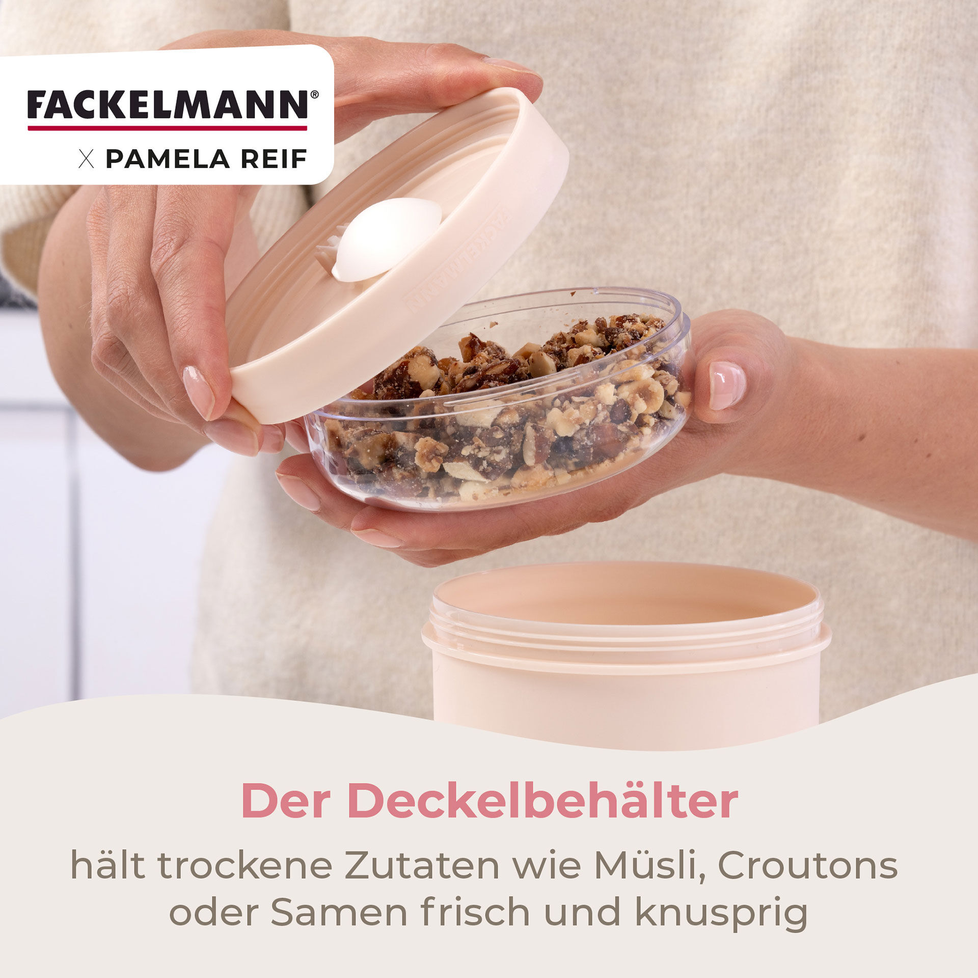 Pamela Reif Müsli to go Becher inkl. Löffel, 500ml, beige