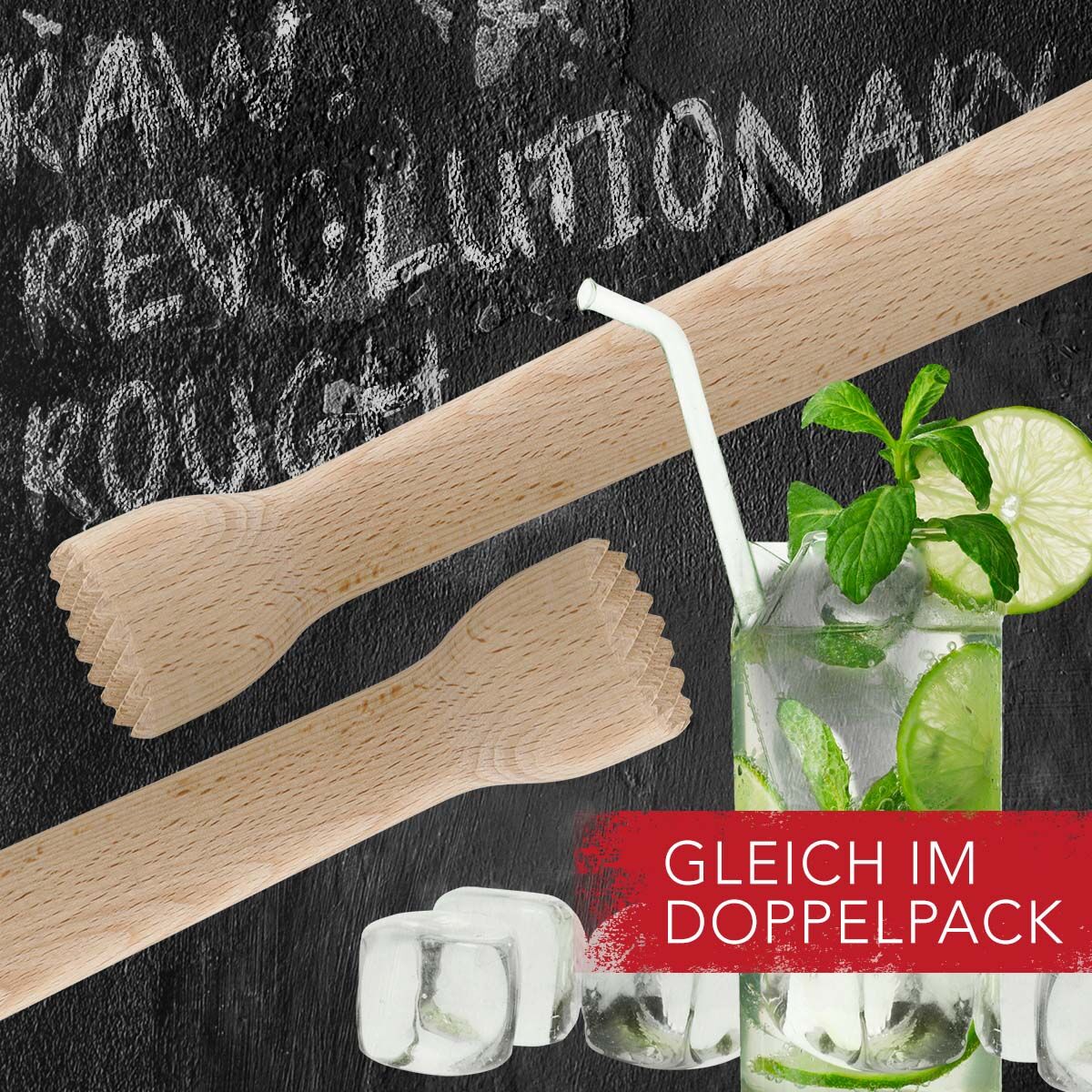 Barstößel Holz, 2er-Set
