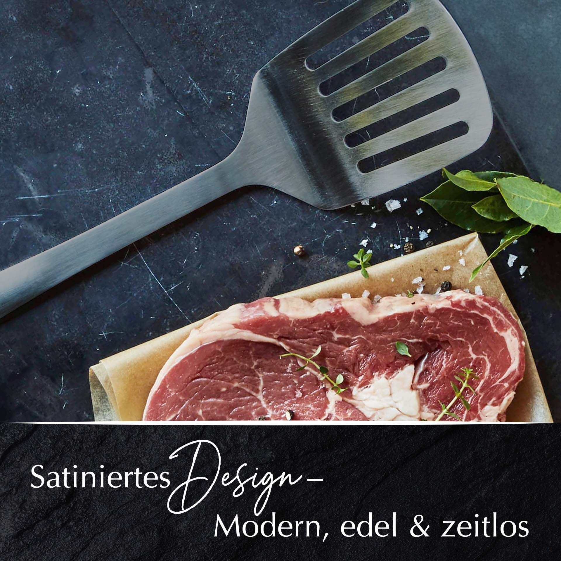 Küchenhelfer-Set Satin, 5-teilig, Schwarz, Edelstahl