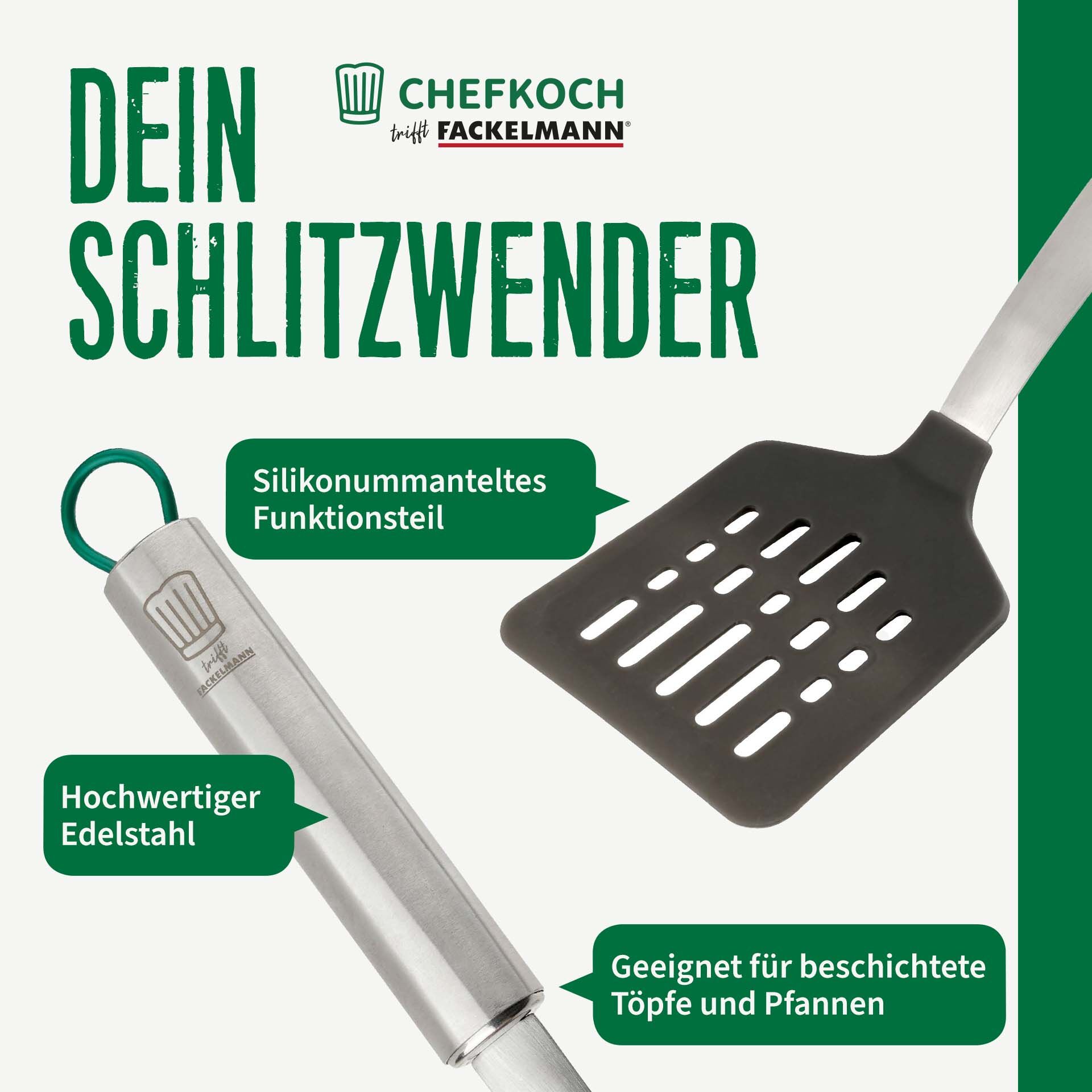 Pfannenwender mit Schlitzen München, 31cm