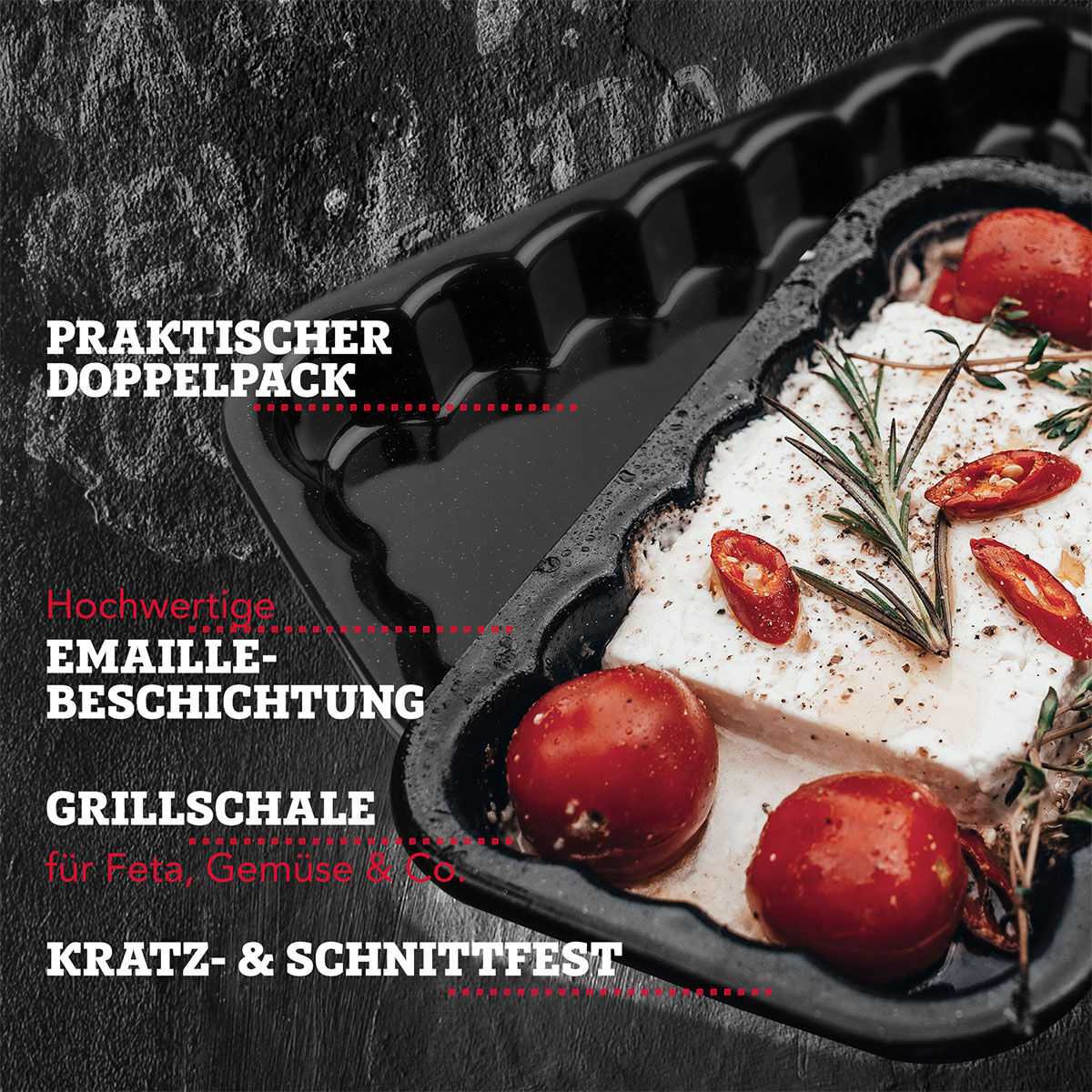 Grillschale Emaille, 21x12cm, 2 Stück