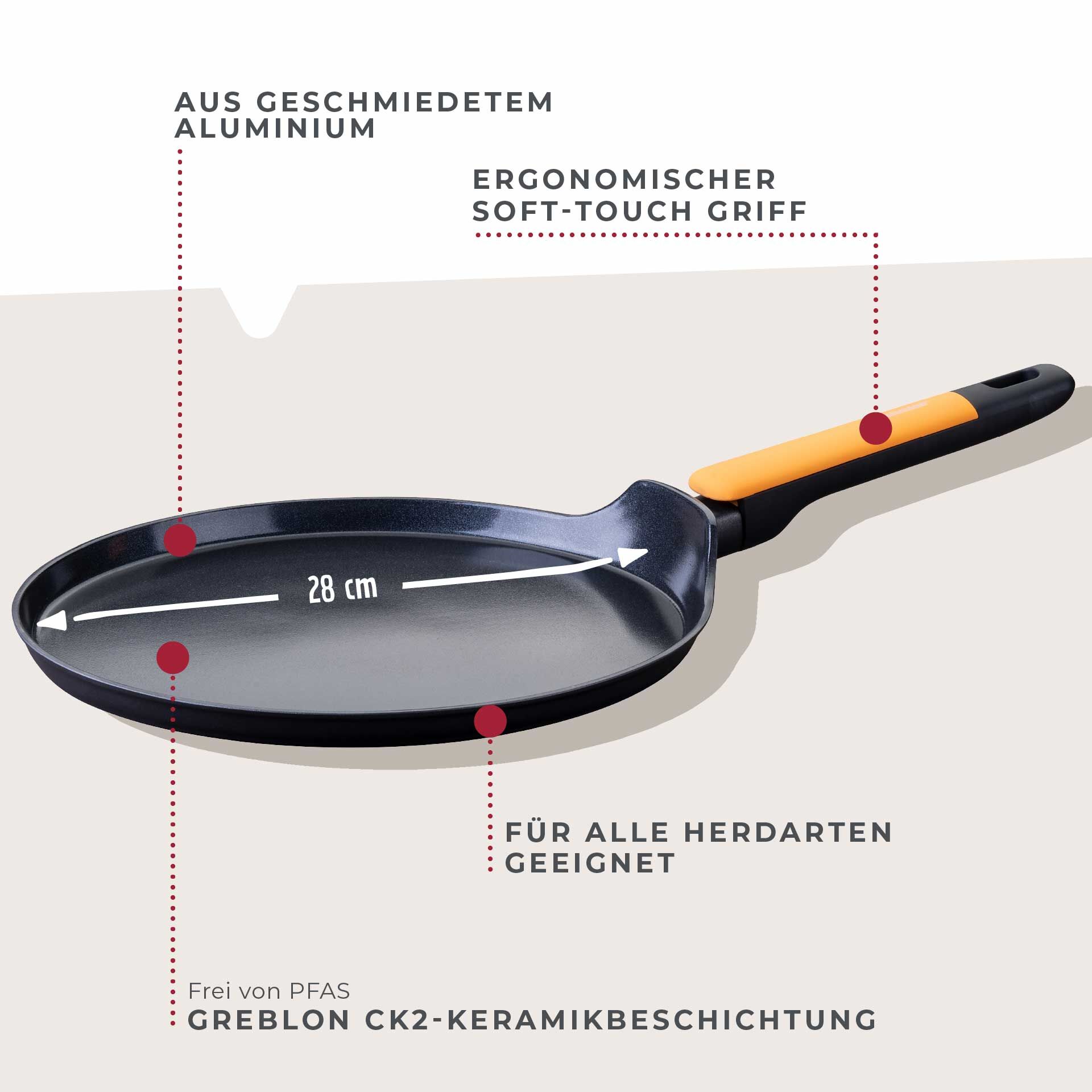 Crepepfanne Soft Collection, Keramik, antihaft, Ø28cm