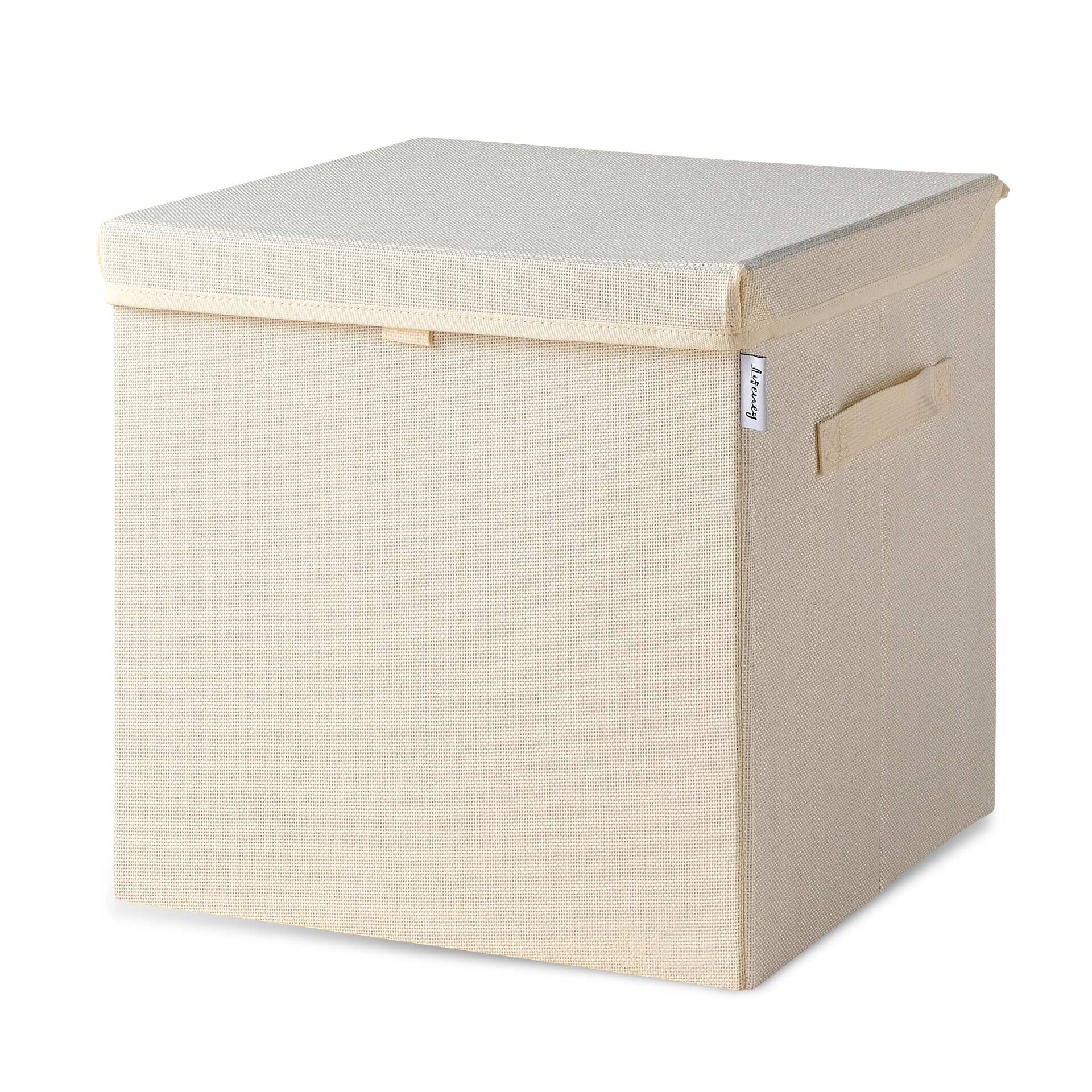 Aufbewahrungsbox mit Deckel, beige, 33x33x33cm