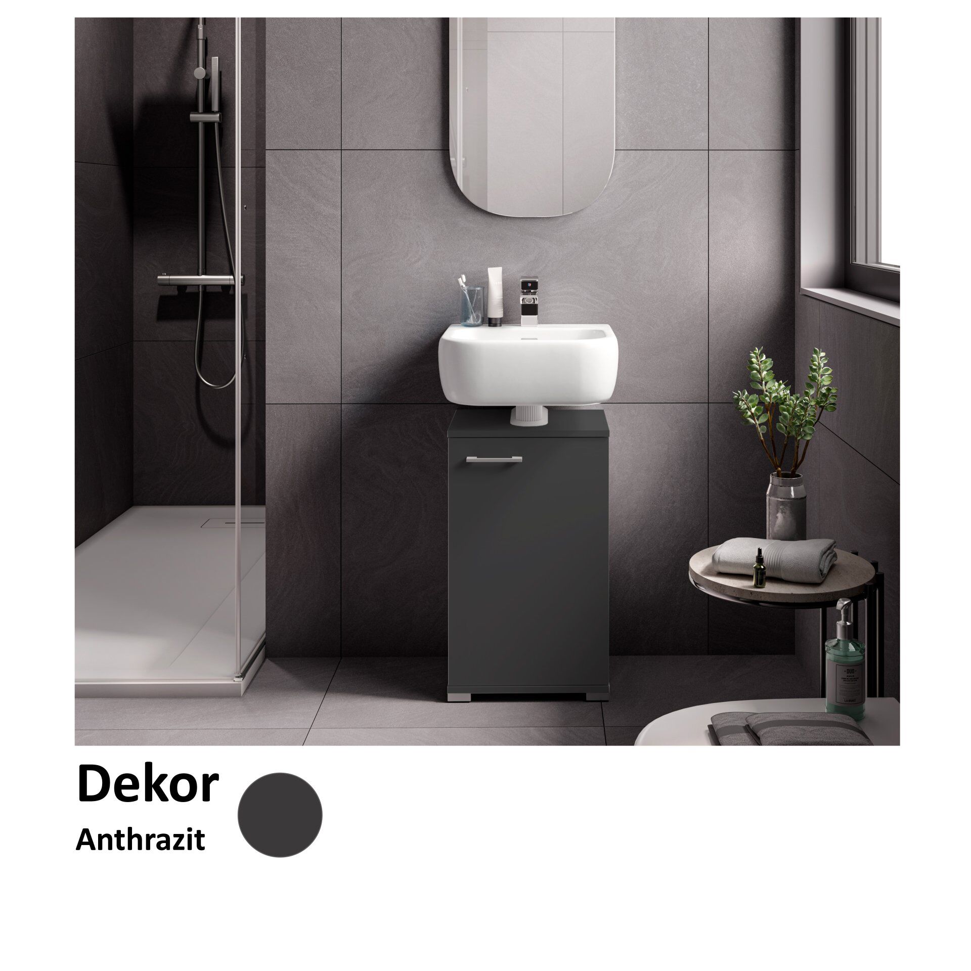 Waschbeckenunterschrank Easy, 40cm, Anthrazit, stehend
