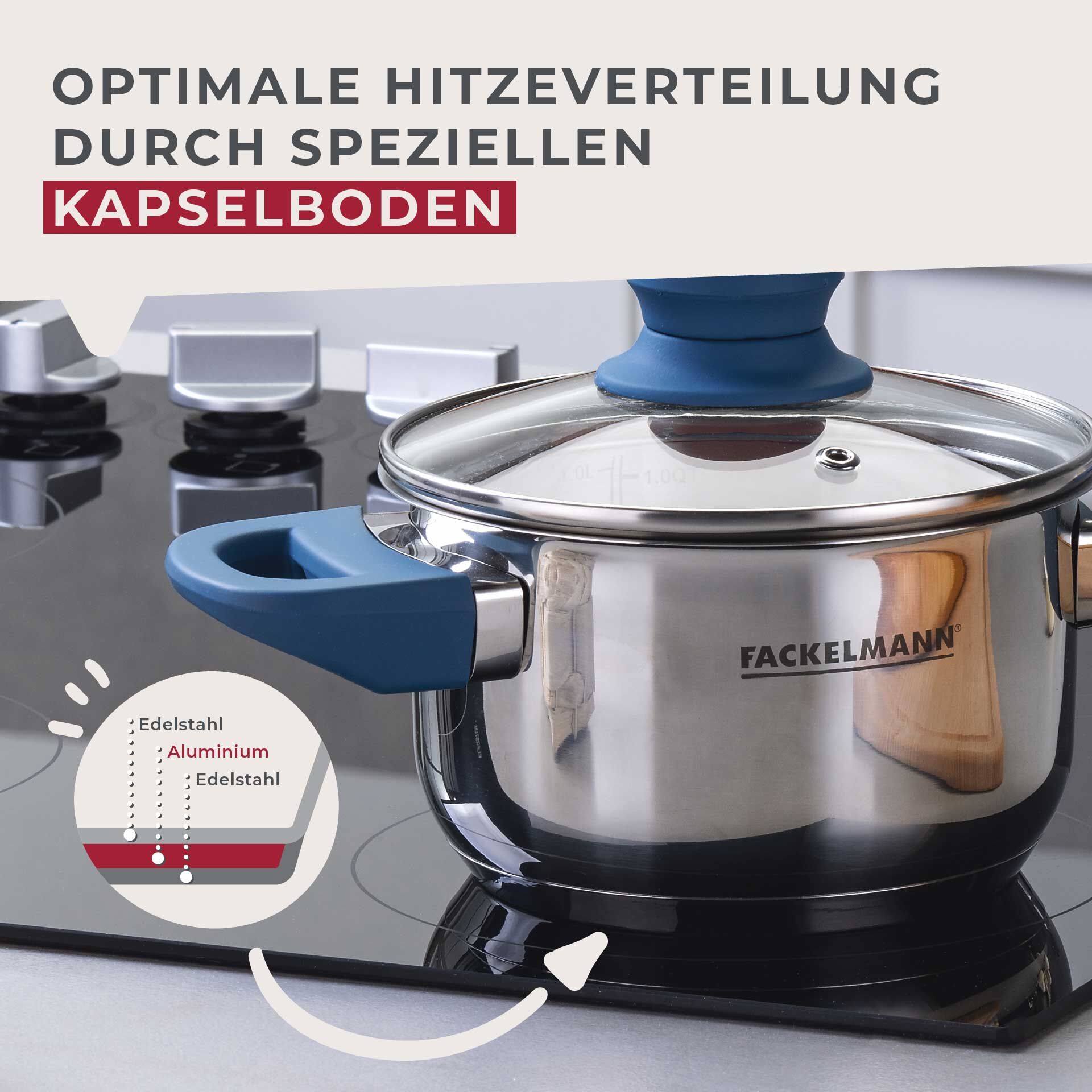 Kochtopf mit Deckel Essential, Ø14cm, blau