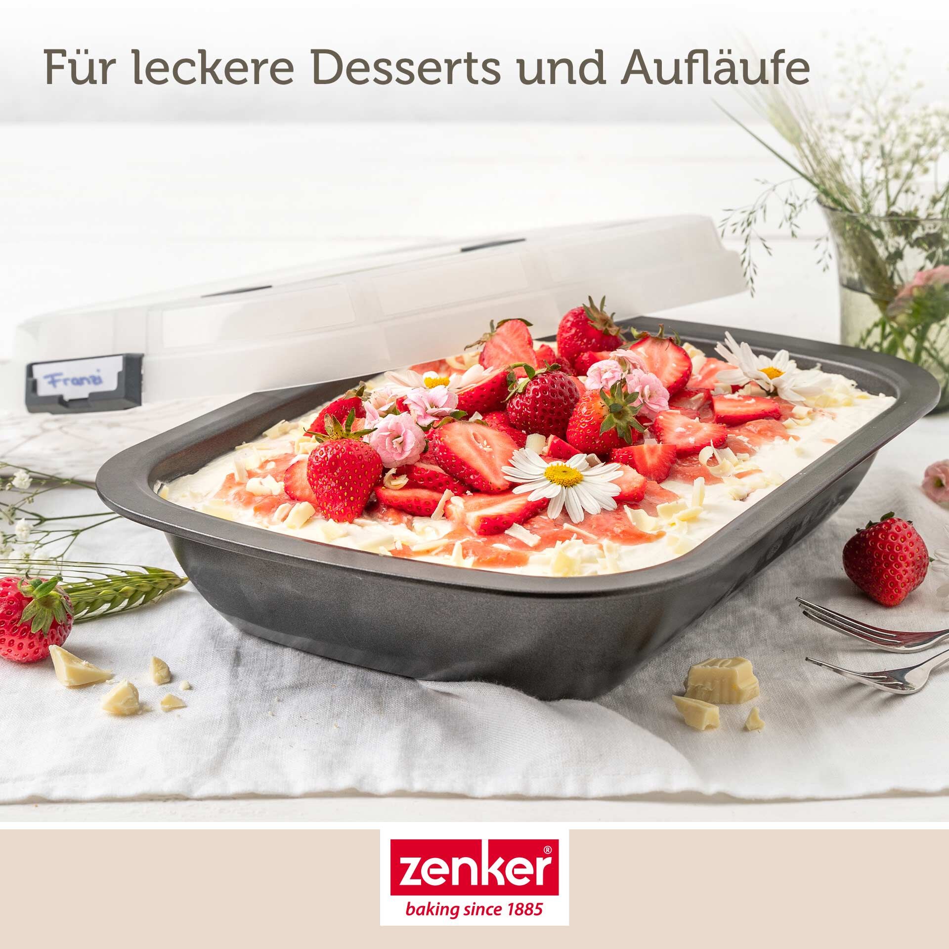 Dessert- & Auflaufform mit Transporthaube, 34x25x6cm