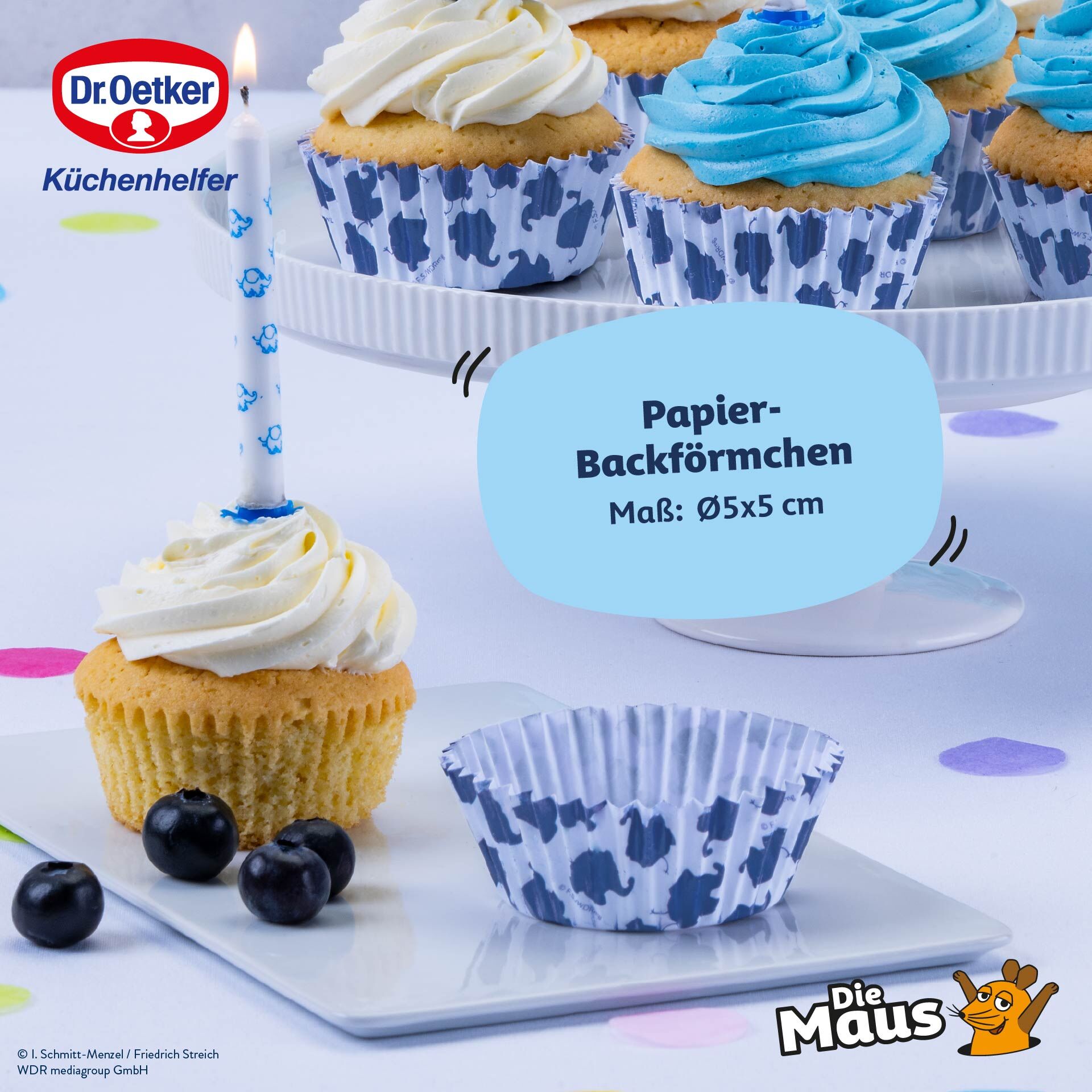 Papier-Backförmchen DieMaus Elefant, Ø5cm, 50 Stk.