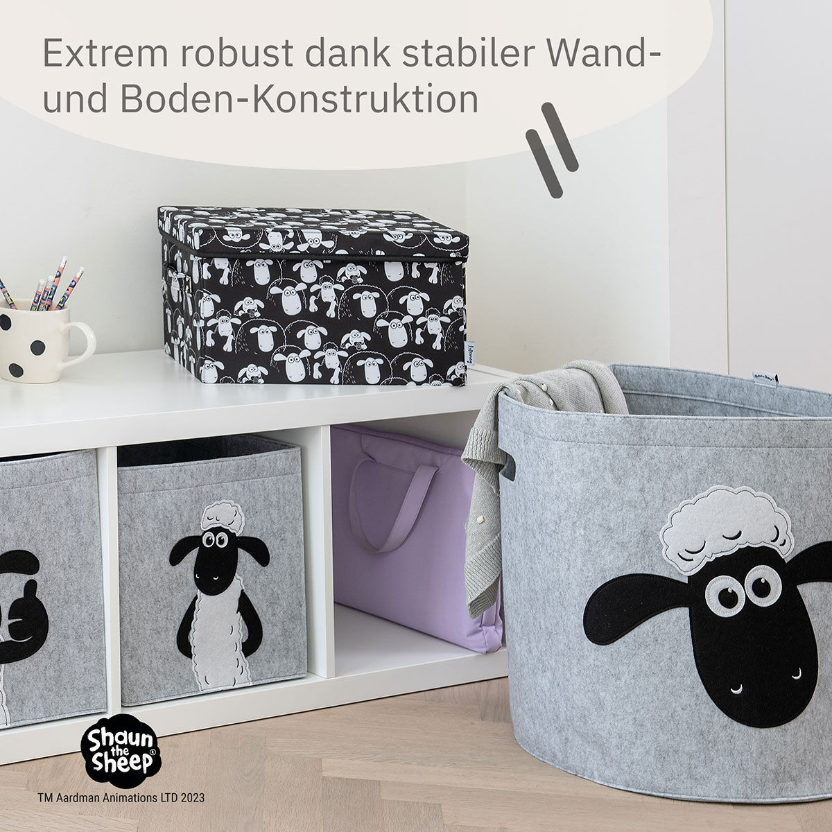 Aufbewahrungsbox mit Deckel Shaun schwarz, 25x37x21cm