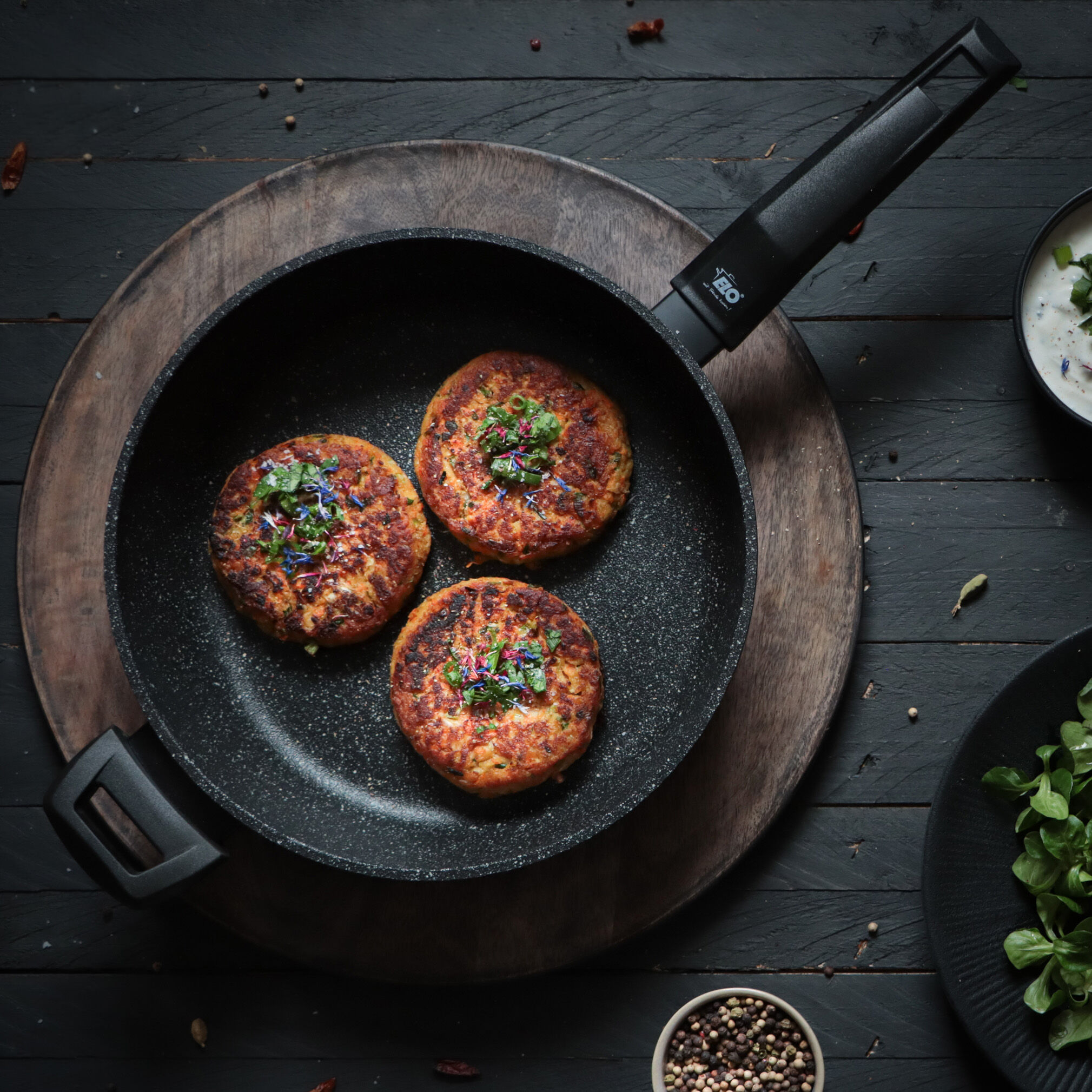 Hochrandpfanne mit Zusatzgriff Granit Solution, Ø28cm