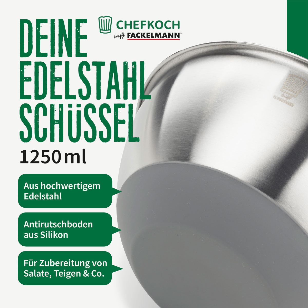 Schüssel, 1,25 l, Edelstahl