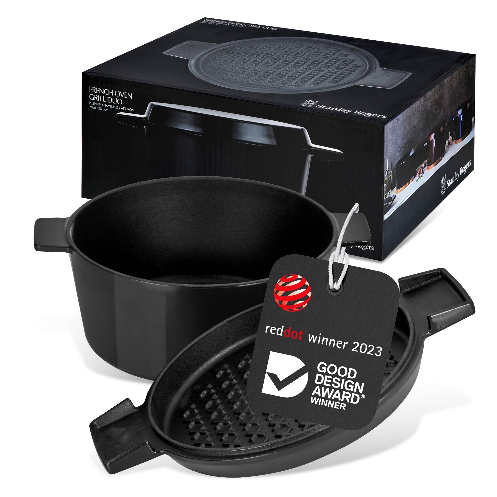 Cocotte mit Grilldeckel, 24cm, Gusseisen, schwarz Cocotte mit Grilldeckel, 24cm, Gusseisen, schwarz