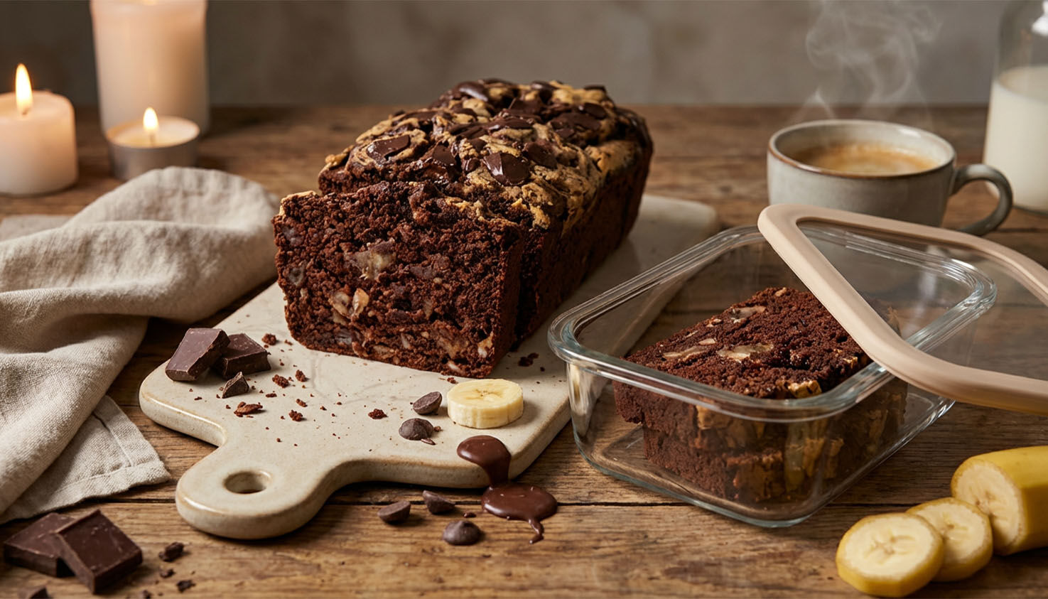 Bananenbrot mit Schokolade