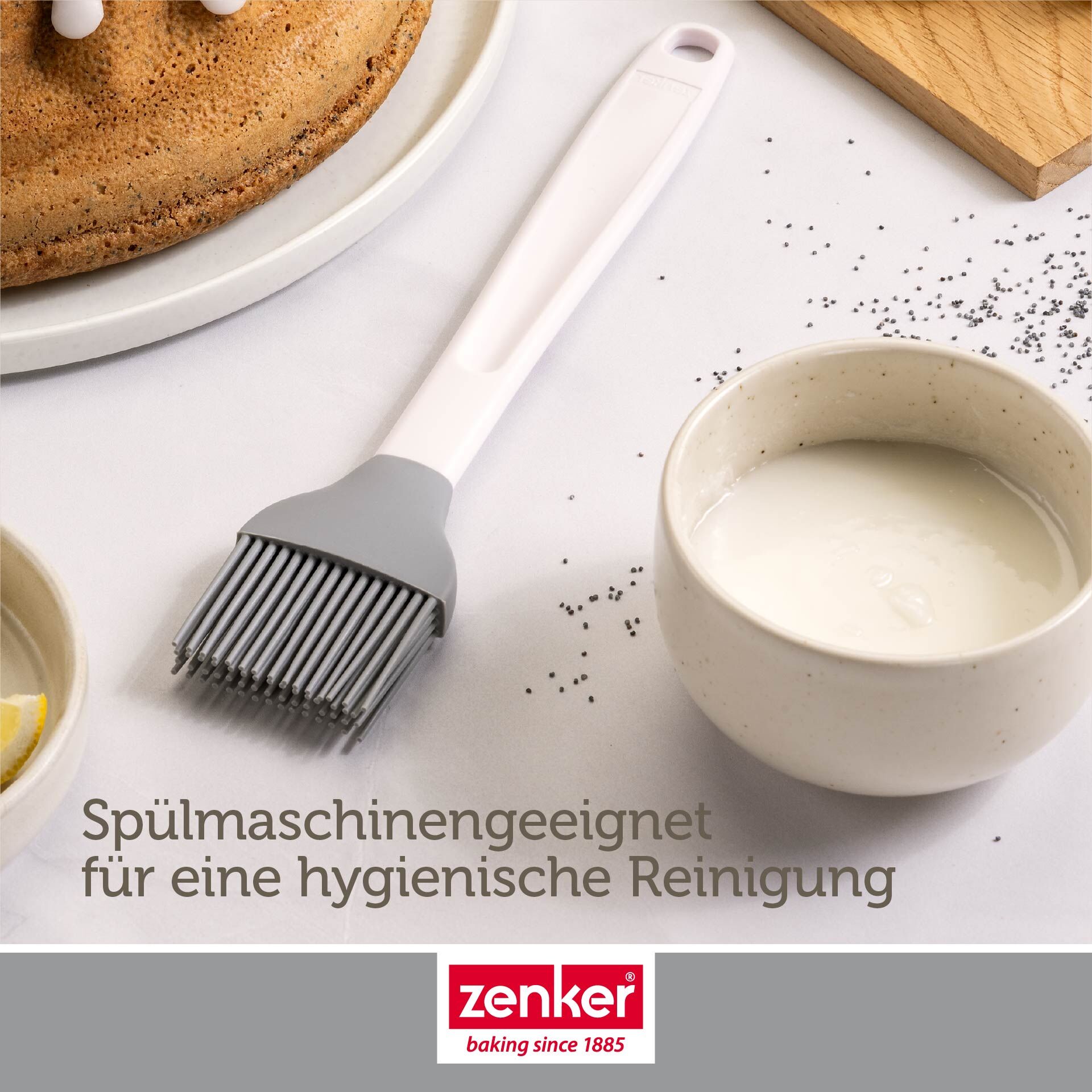 Backpinsel breit Pure Elegance, hellgrau, Silikon