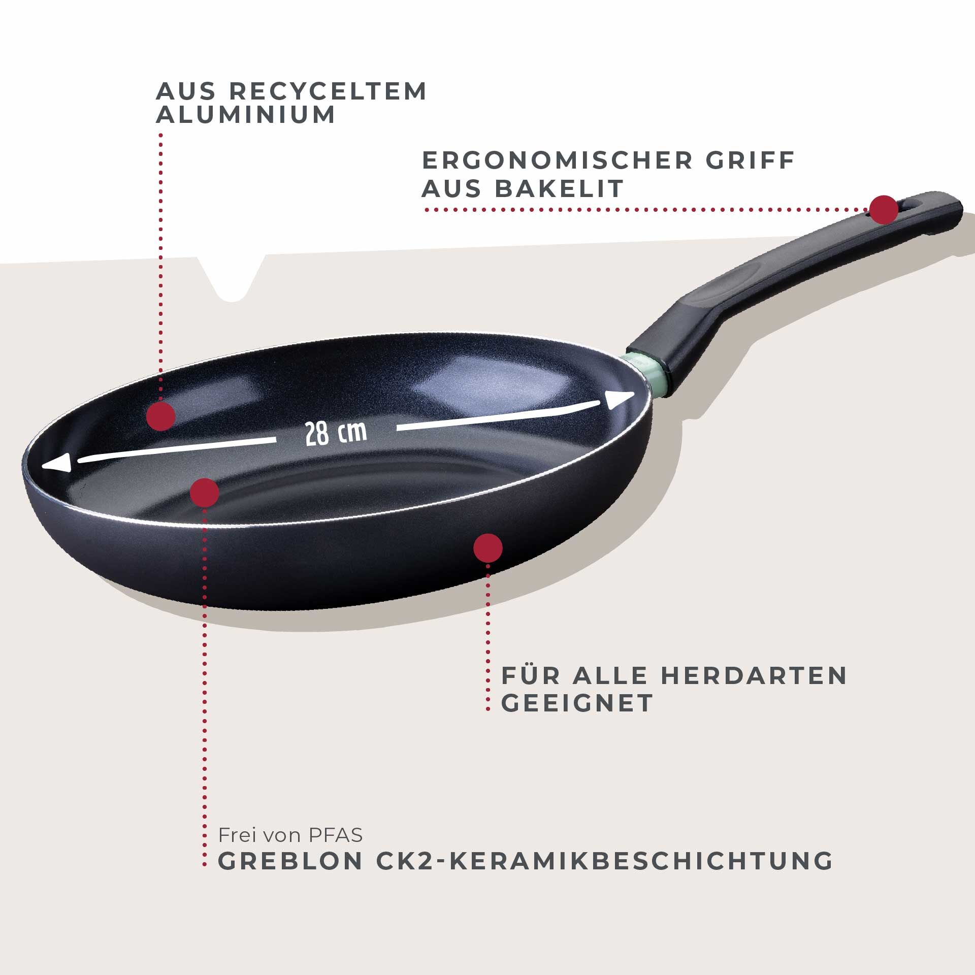 Bratpfanne Brandao, Keramik, antihaft, Ø28cm