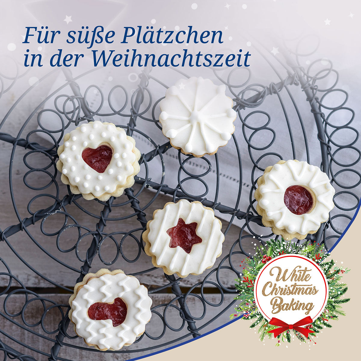 Ausstecher Linzer White Christmas Baking, 5-teilig