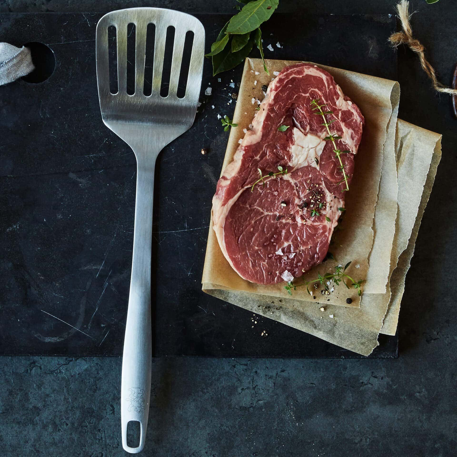 Pfannenwender mit Schlitzen Satin, 32cm, Edelstahl