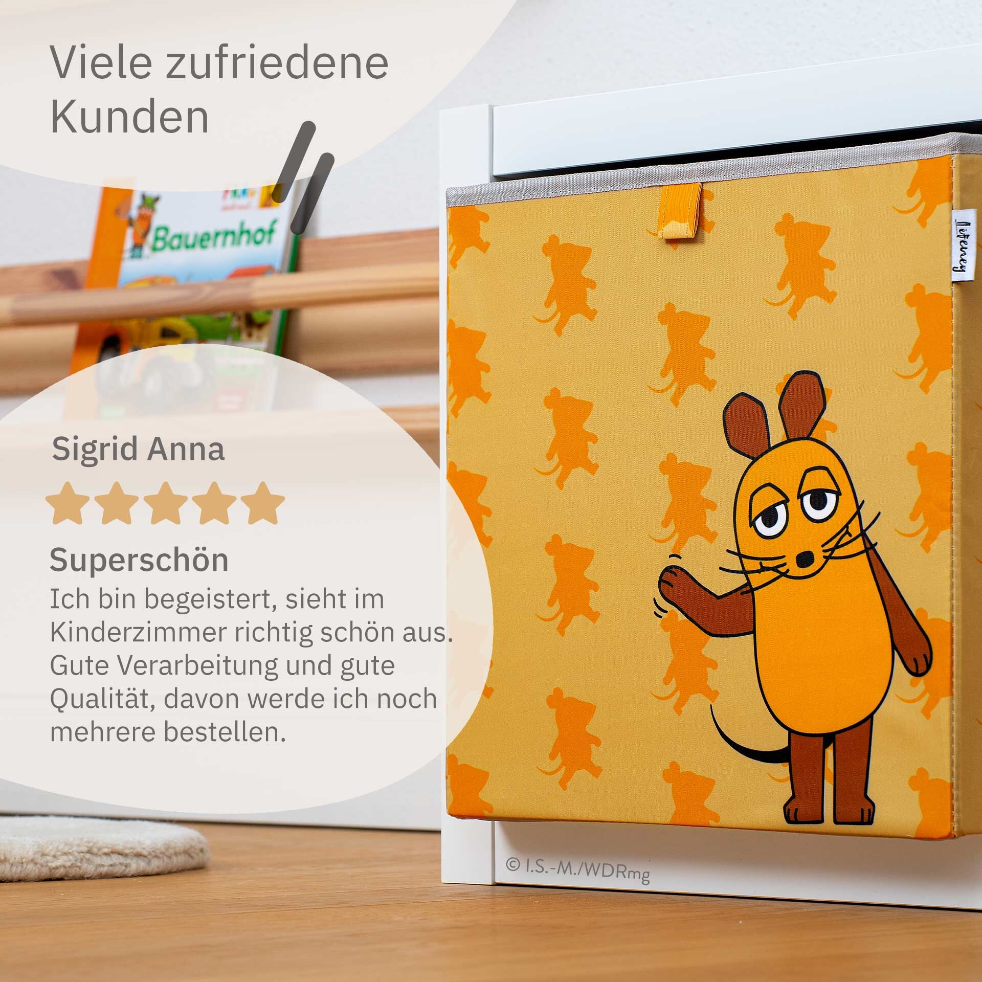 Aufbewahrungsox DieMaus winkend, apricot