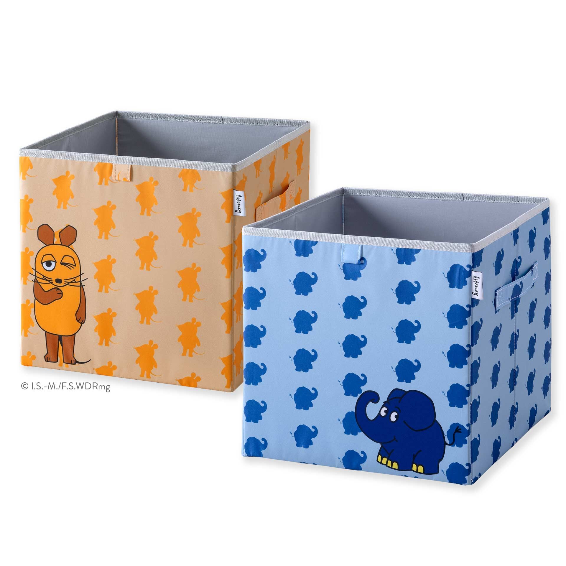 Aufbewahrungsbox 2er-Set DieMaus & Elefant, 30x30x30cm