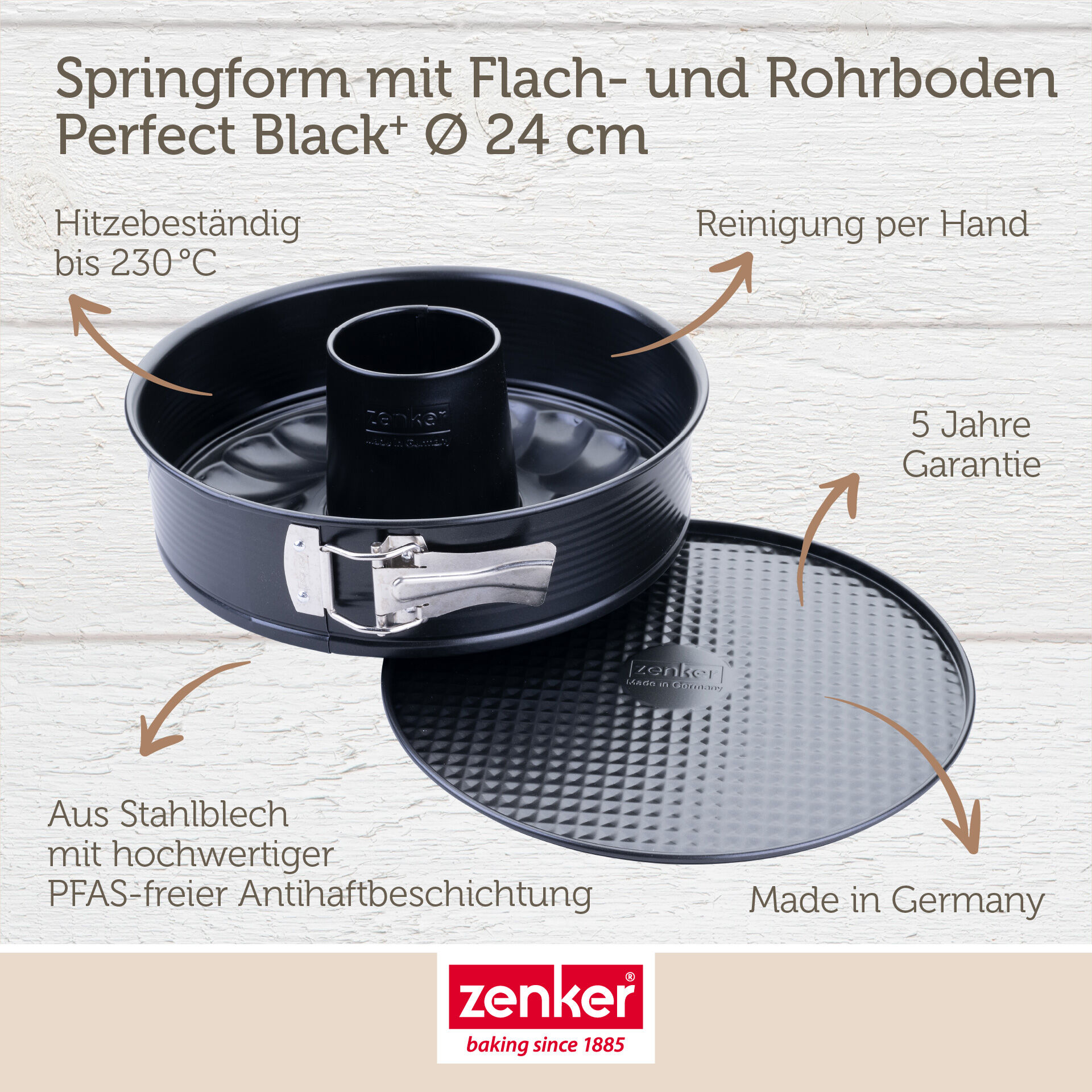 Springform mit Flach- und Rohrboden Perfect Black+, Ø24cm | 6558