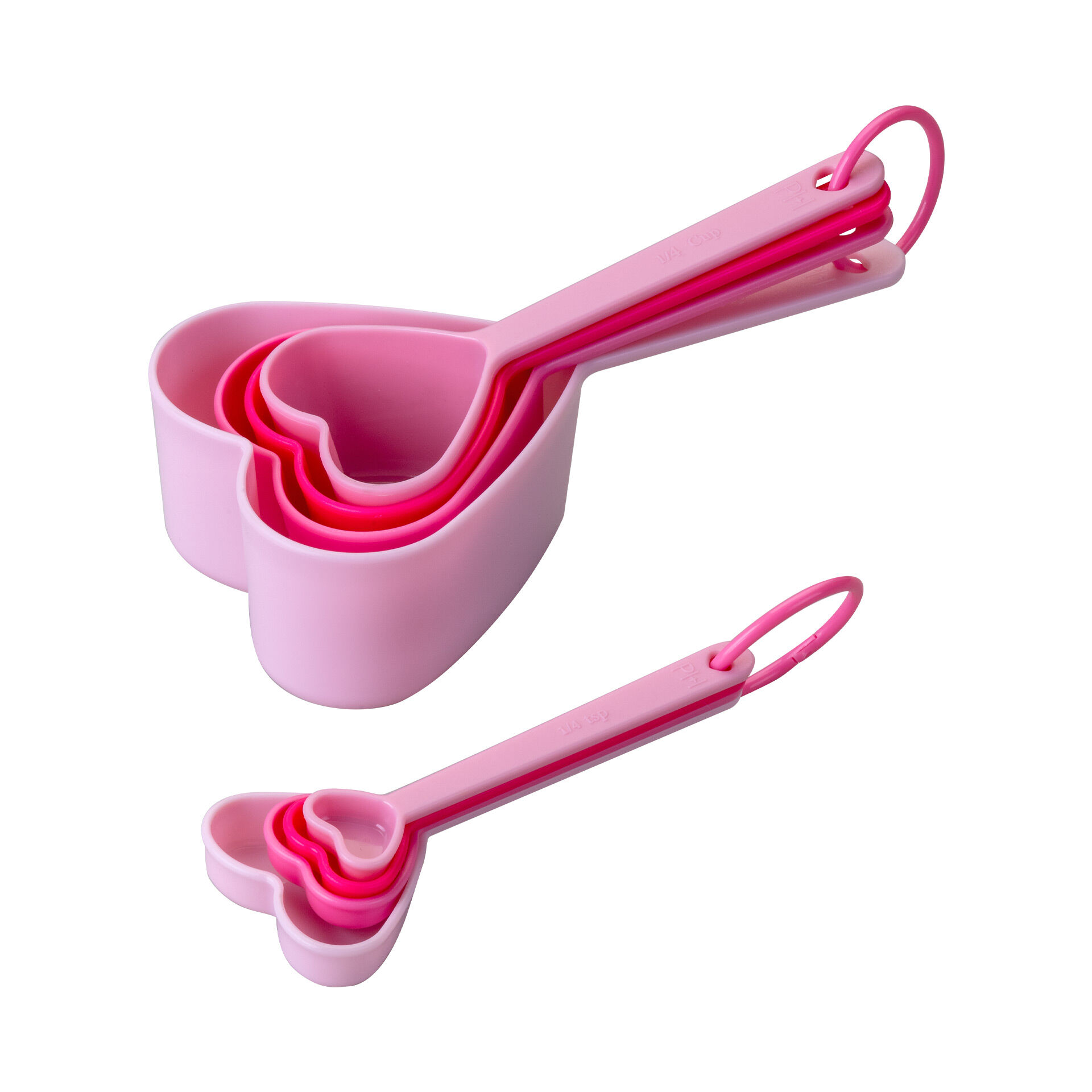 Messbecher- und Messlöffel-Set, Herz, rosa pink, 8-tlg.