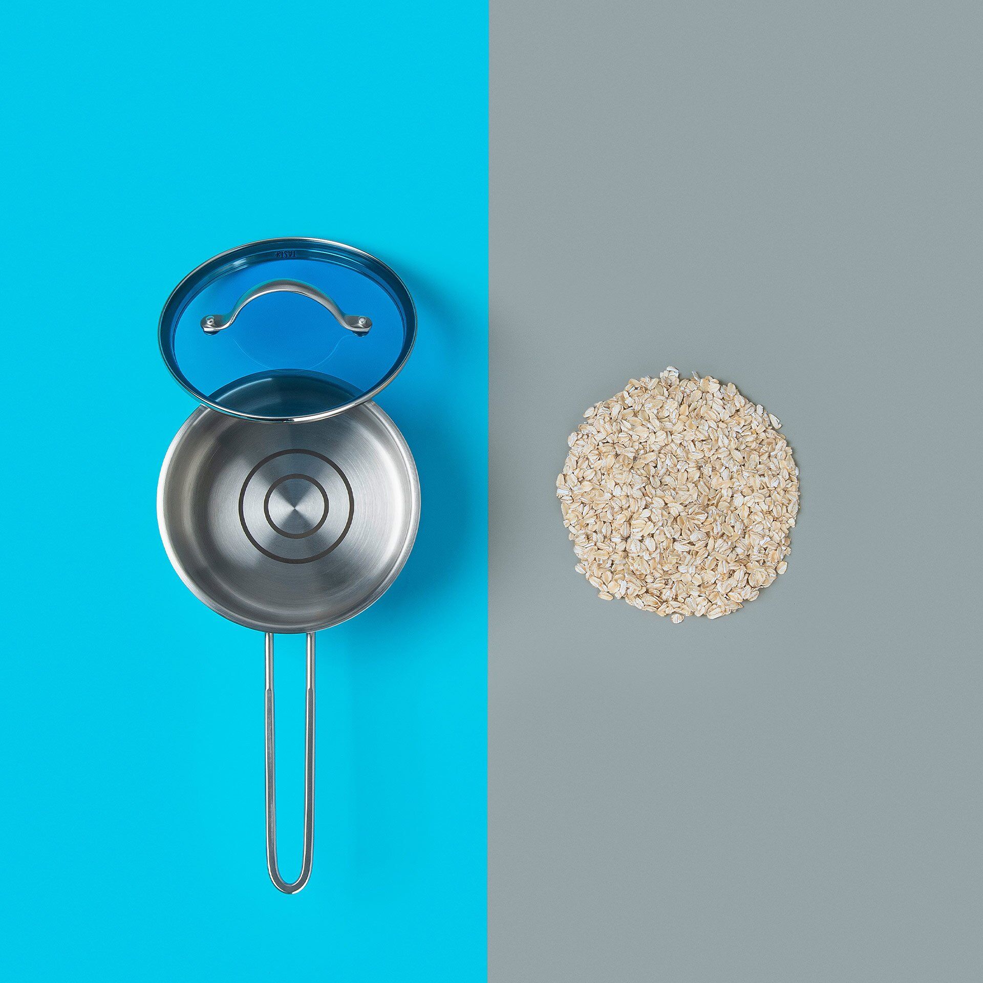 Soßentopf mit blauem Glasdeckel, Ø16cm, Edelstahl