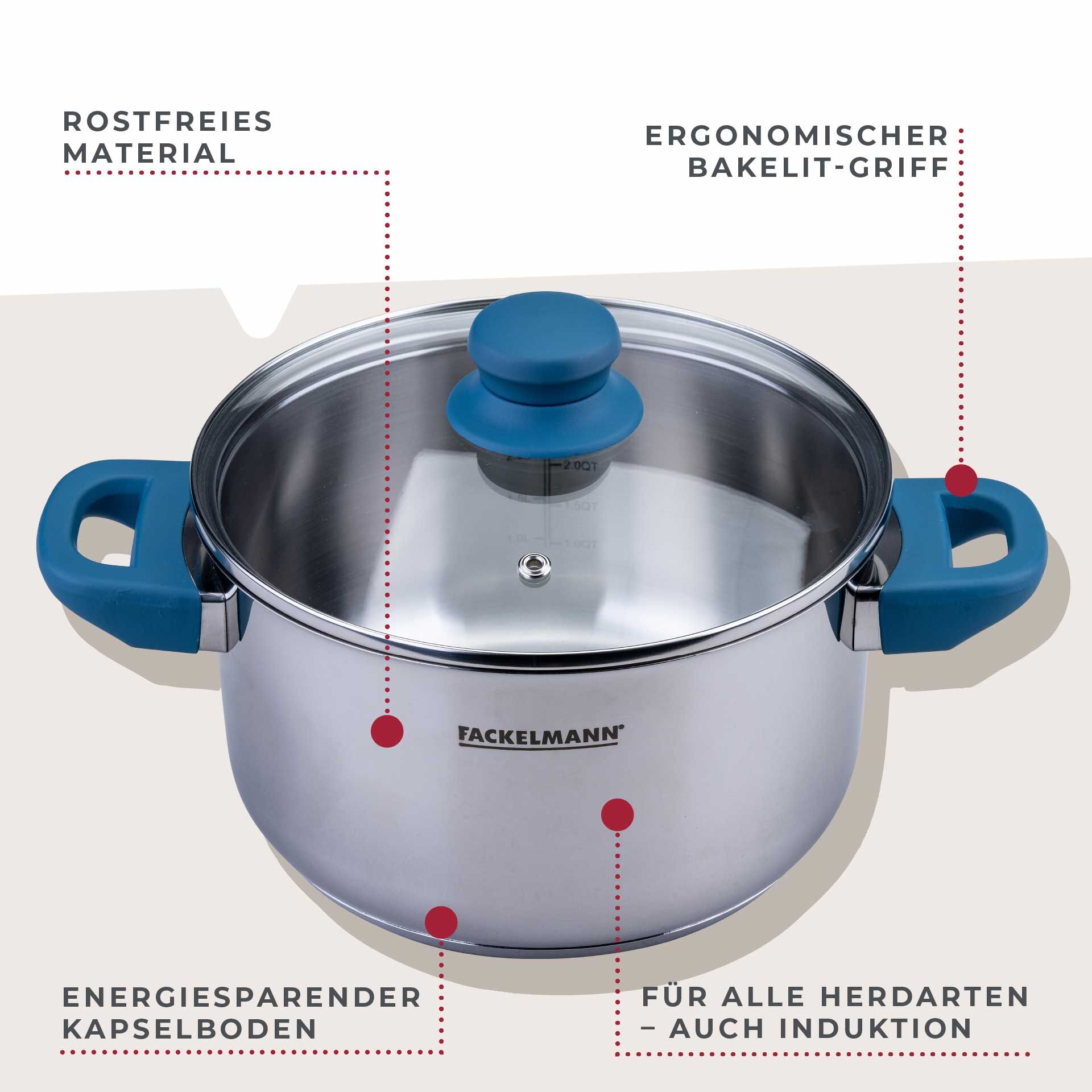 Kochtopf mit Deckel Essential, Ø20cm, blau