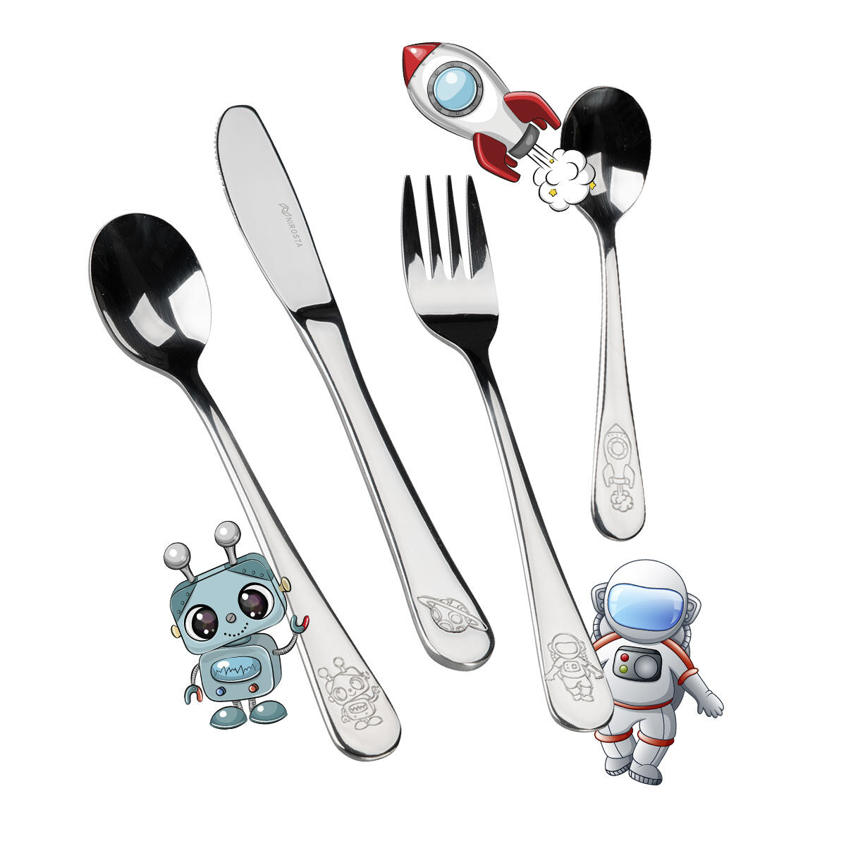 Kinderbesteck-Set "Weltall", 4-teilig