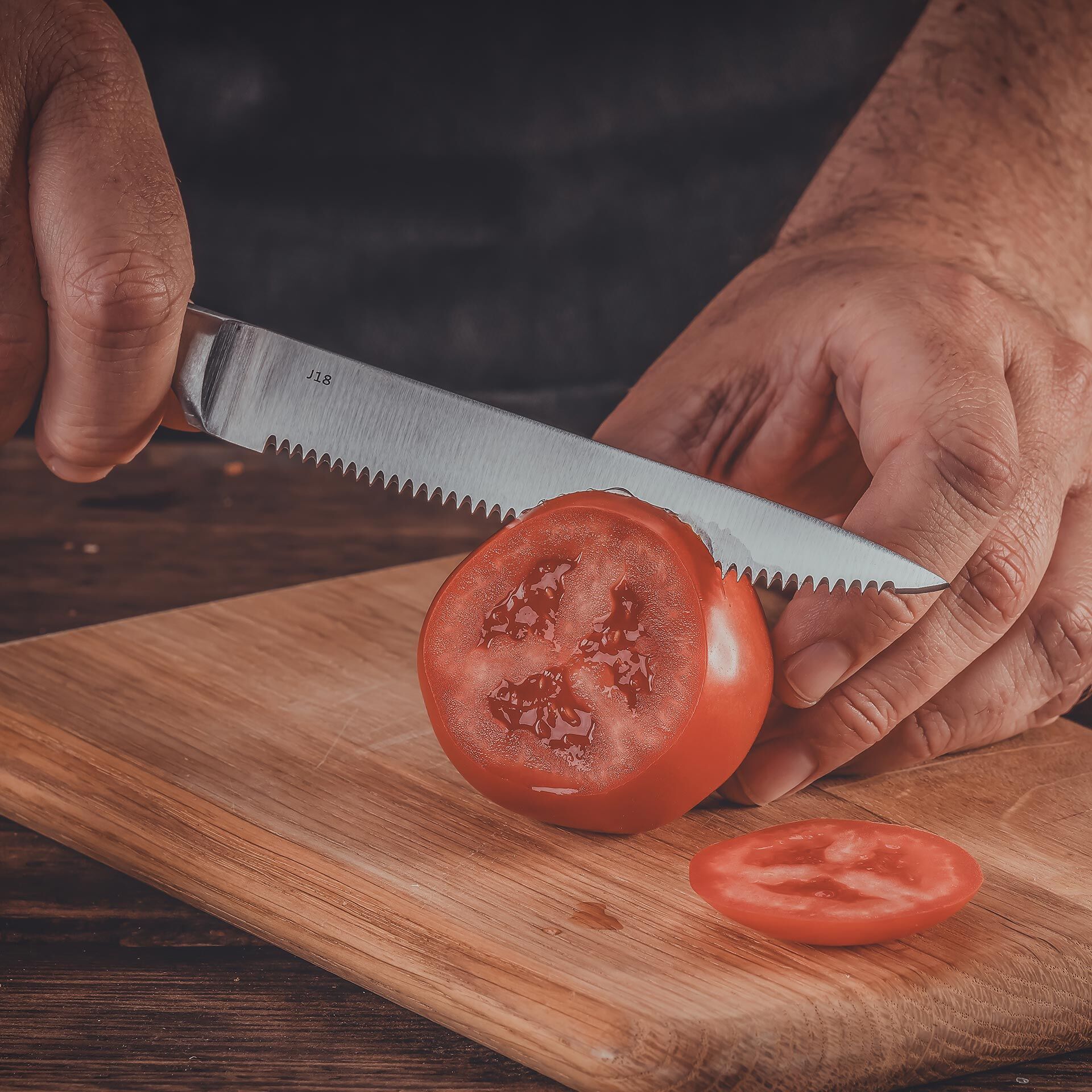Küchenmesser gezahnt Trinity, 14cm Edelstahl-Klinge