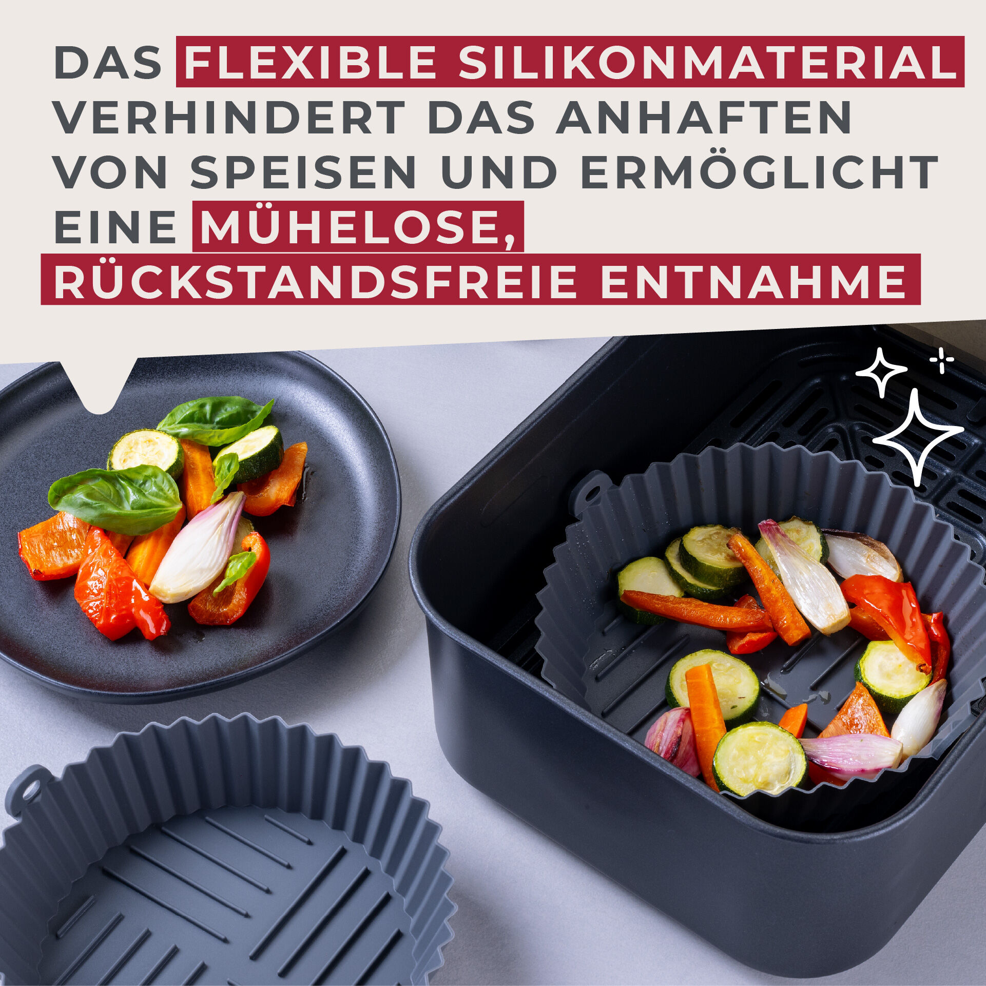 Silikonform für Heißluftfritteuse rund, Ø15cm