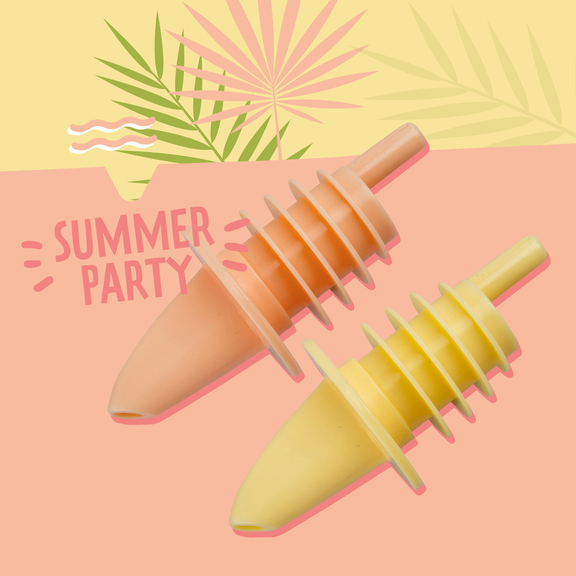 Flaschen-Ausgießer, 4 Stück, gelb/orange