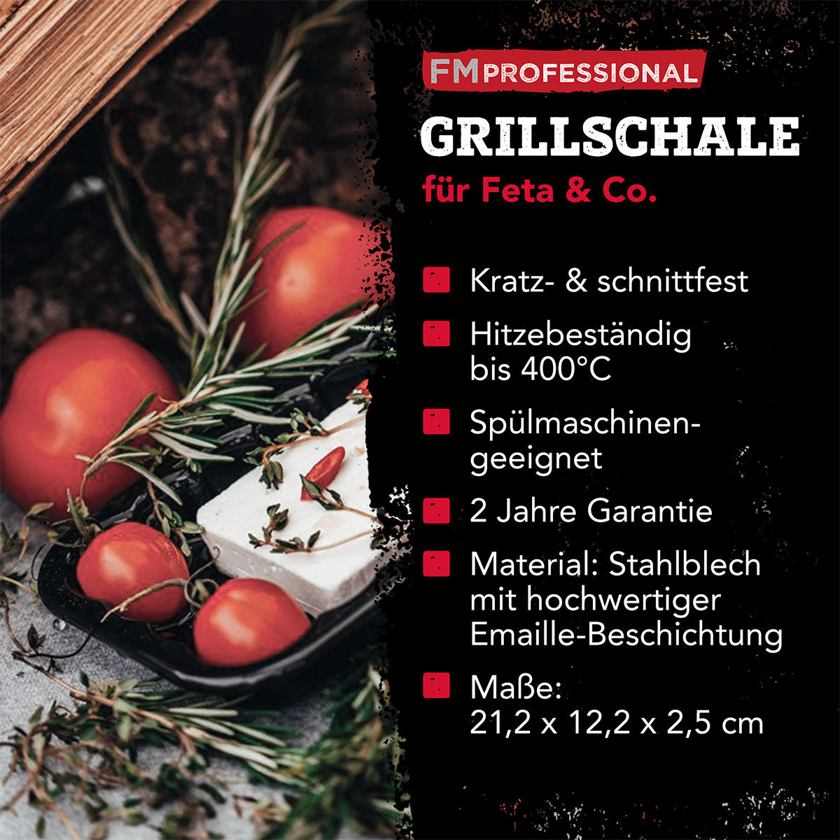 Grillschale Emaille, 21x12cm