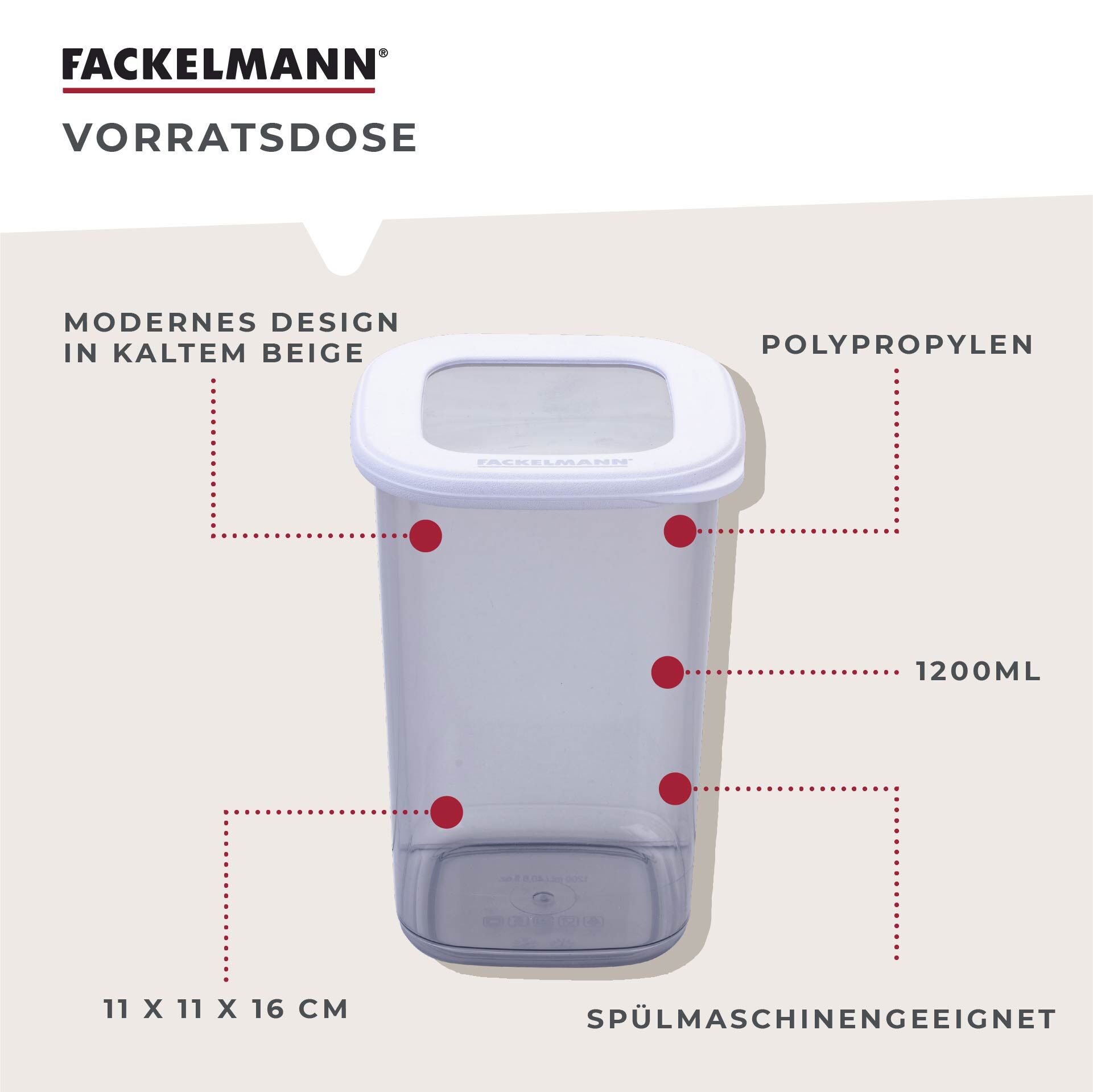 Vorratsdose Be The Move, eckig, 1200ml