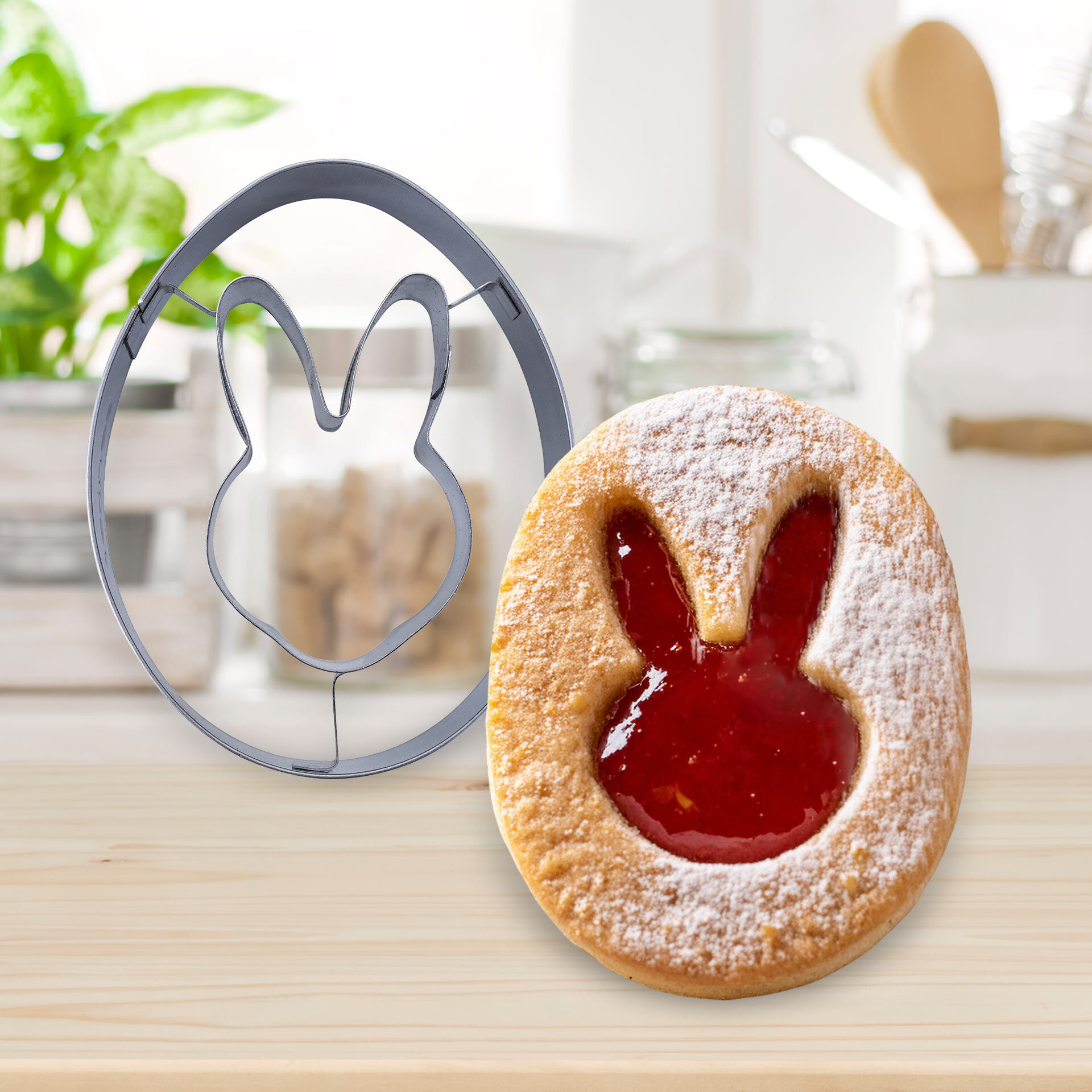 Ausstecher Linzer Osterei mit Hasenkopf