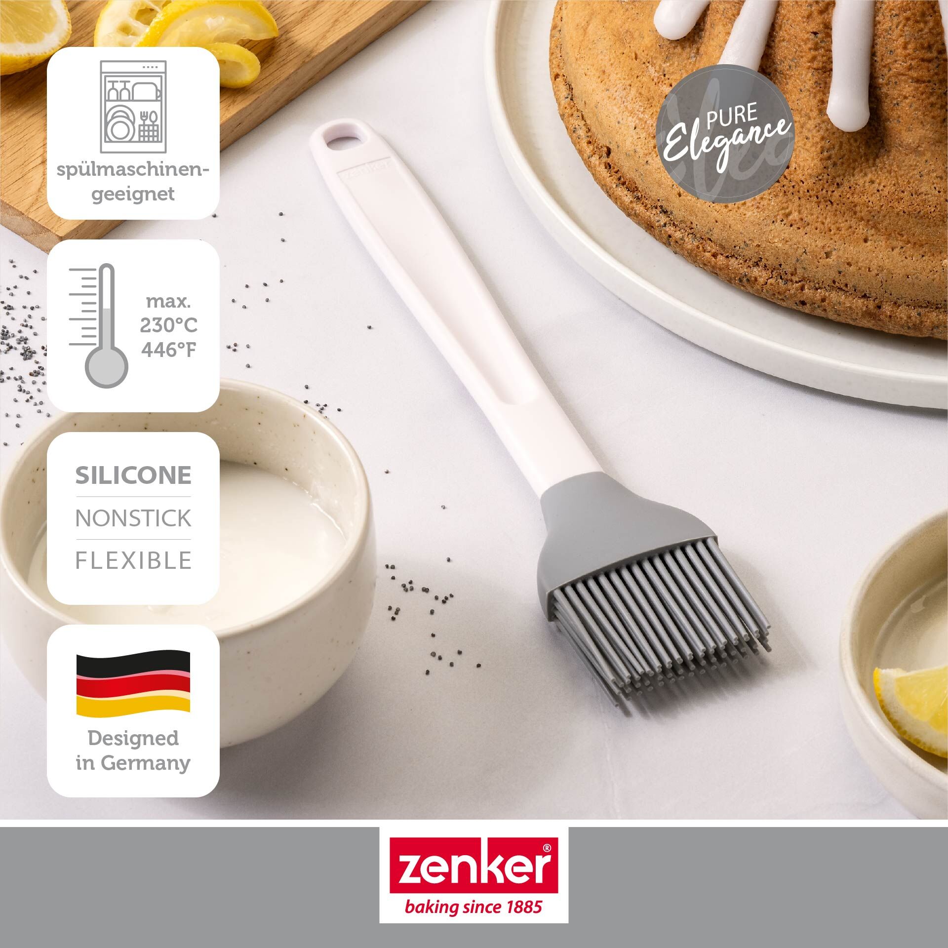 Backpinsel breit Pure Elegance, hellgrau, Silikon