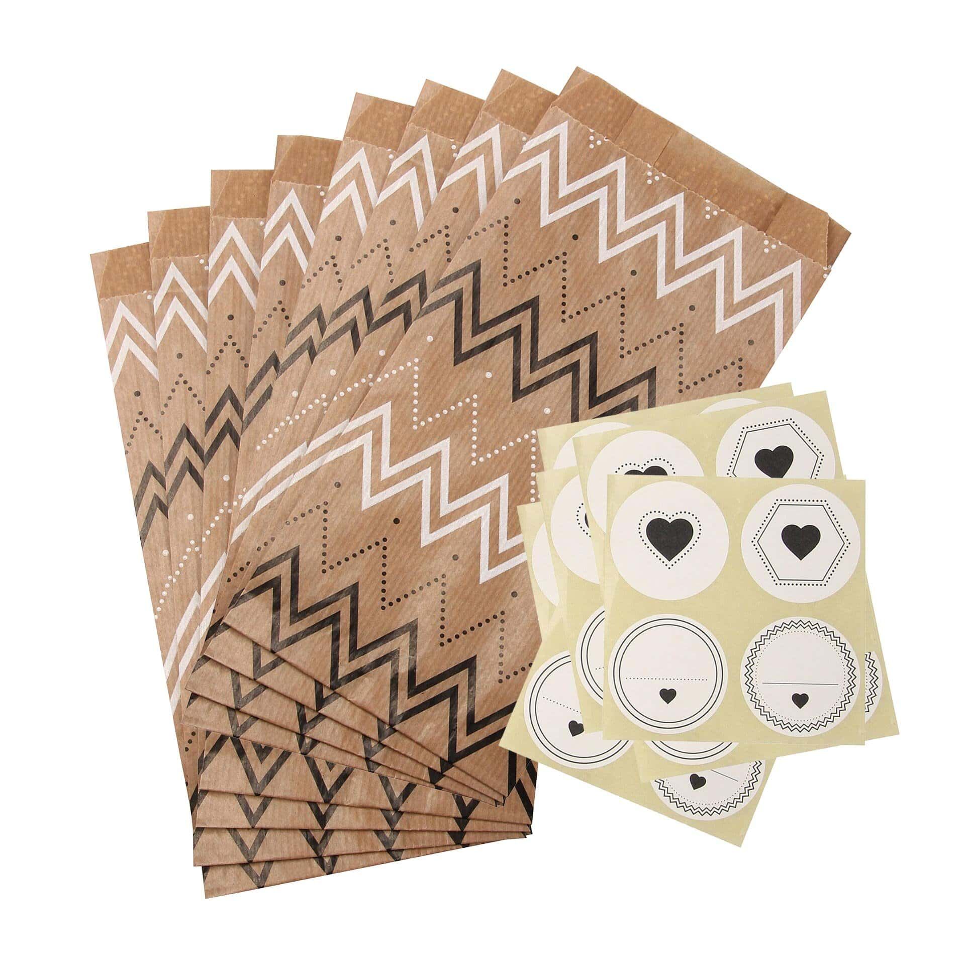 Adventskalender-Set, 24 Geschenktüten inkl. Sticker