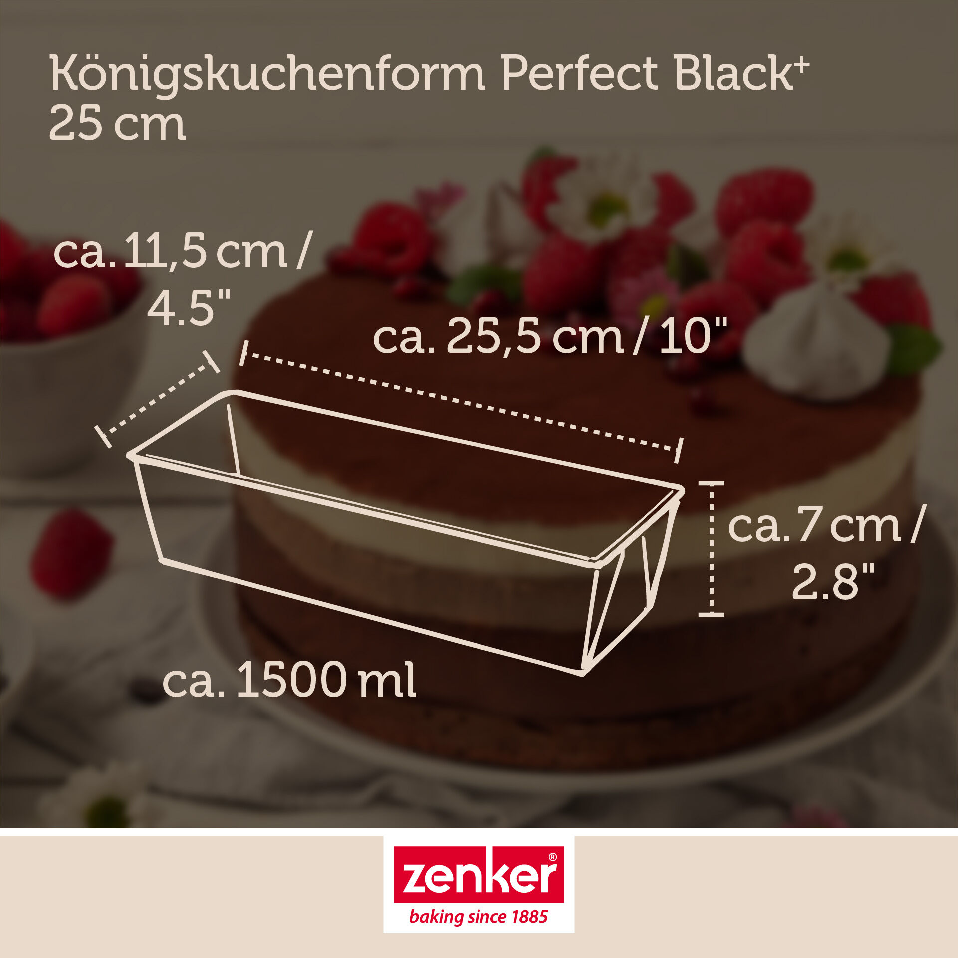 Kastenform Perfect Black+, 25cm