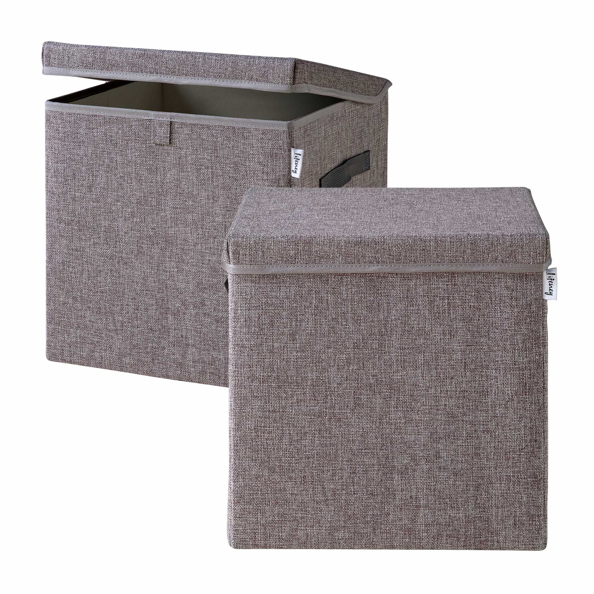 Aufbewahrungsbox 2er-Set, grau, mit Deckel, 33x33x33cm