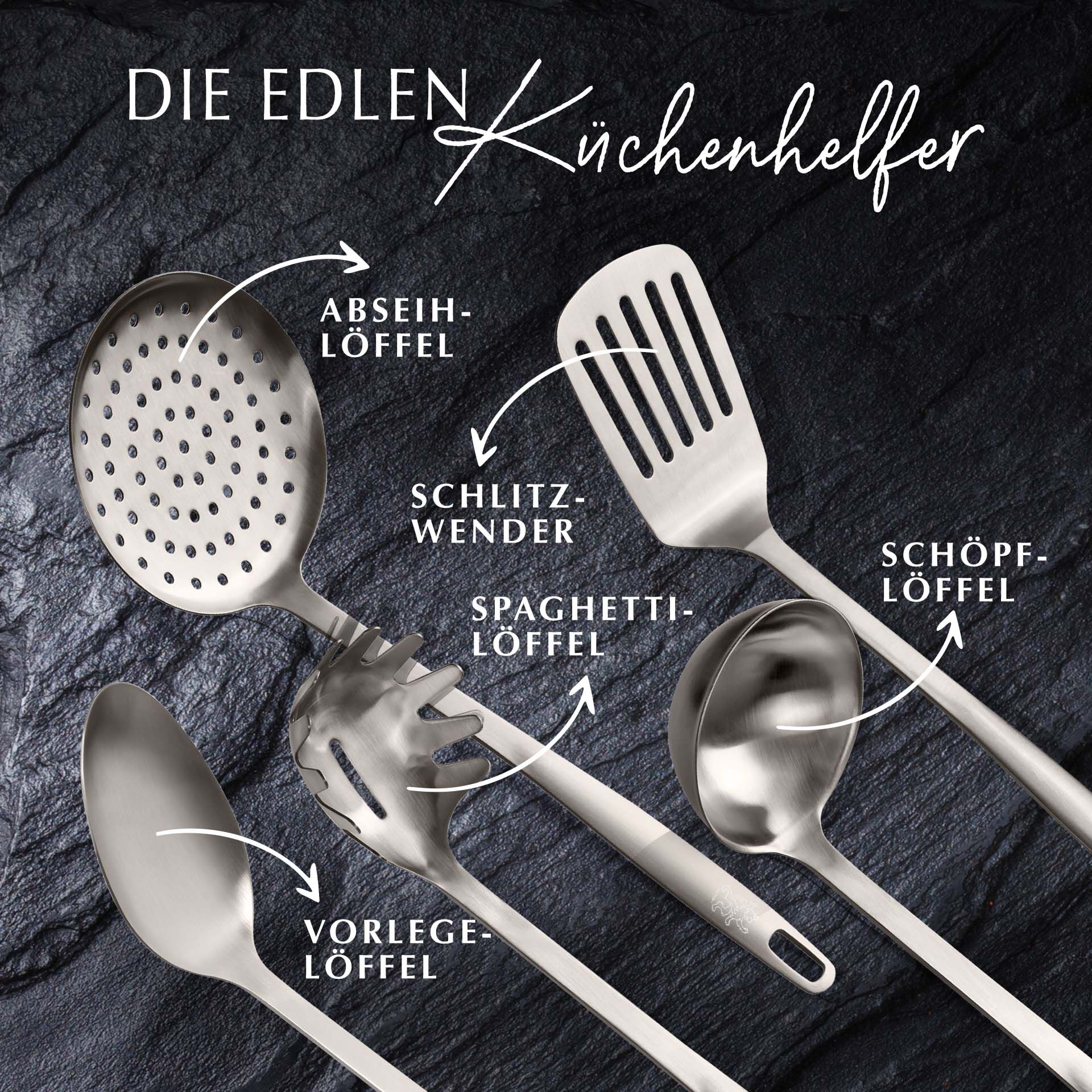 Küchenhelfer-Set Satin, 5-teilig, Edelstahl