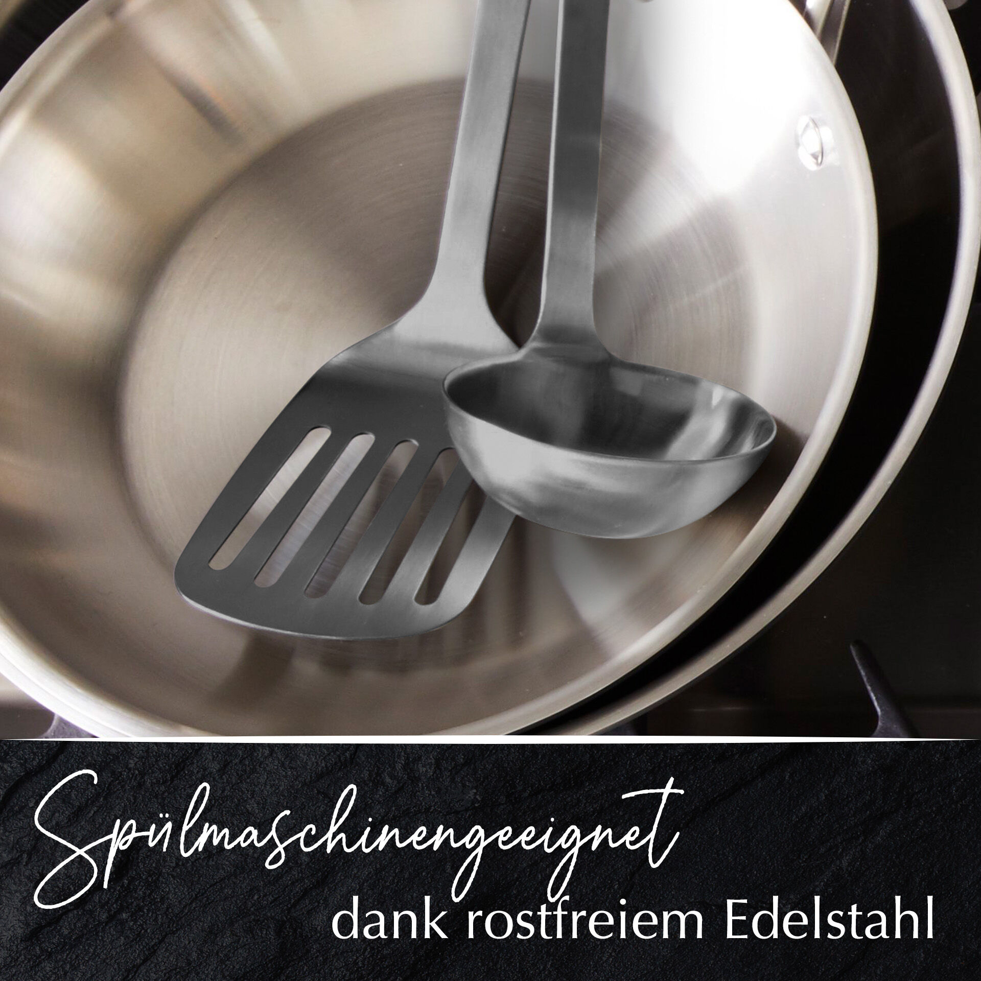 Schöpflöffel Satin, schwarz, Edelstahl