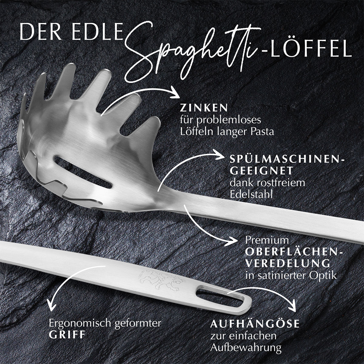 Spaghettilöffel Satin, 31cm, Edelstahl