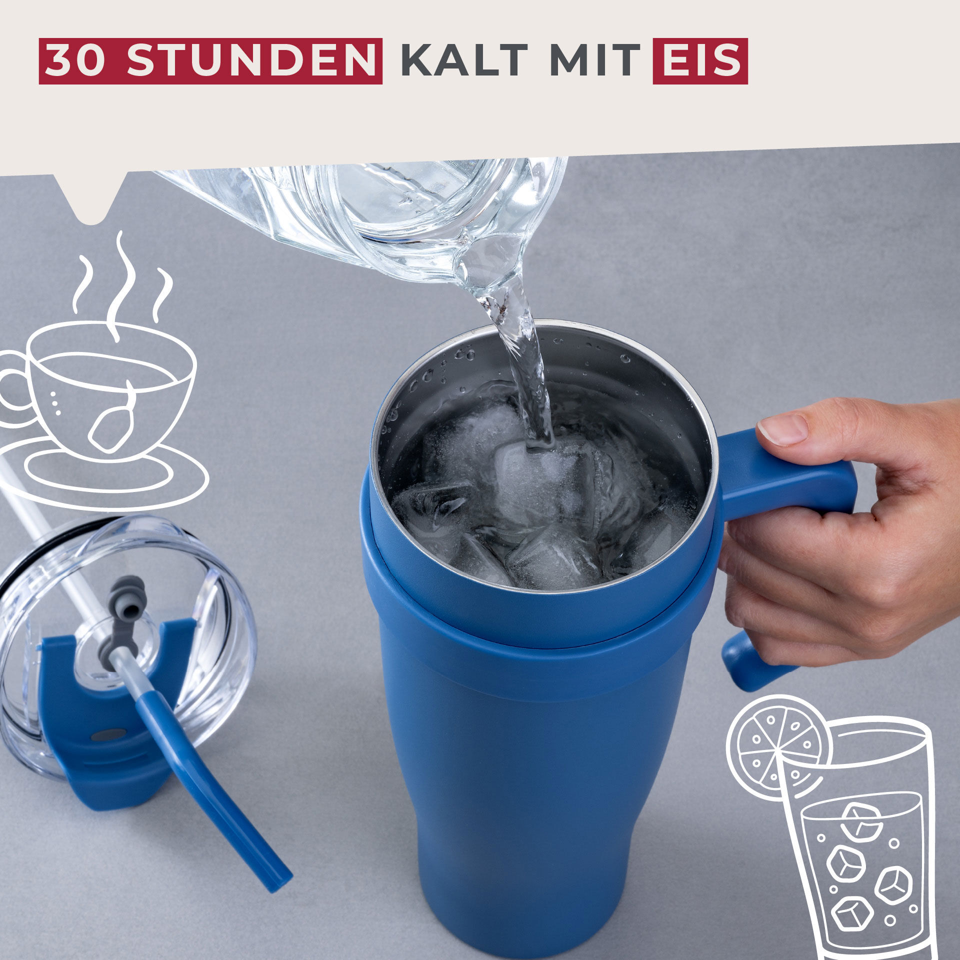 Thermotrinkbecher Blau, 1,2 L