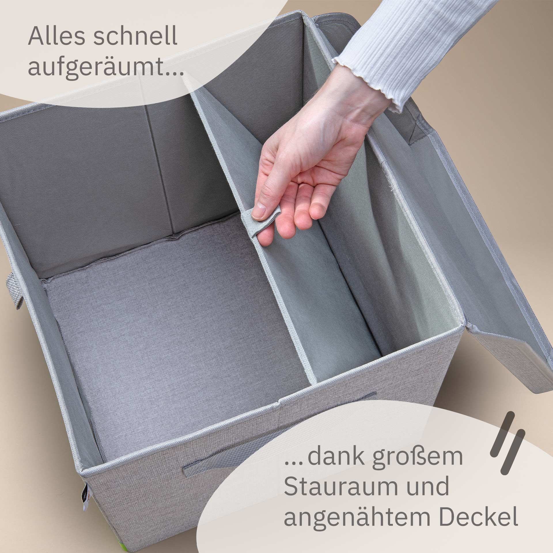 Aufbewahrungsbox 3er-Set mit Deckel, DieMaus & Elefant, 33x33x33cm