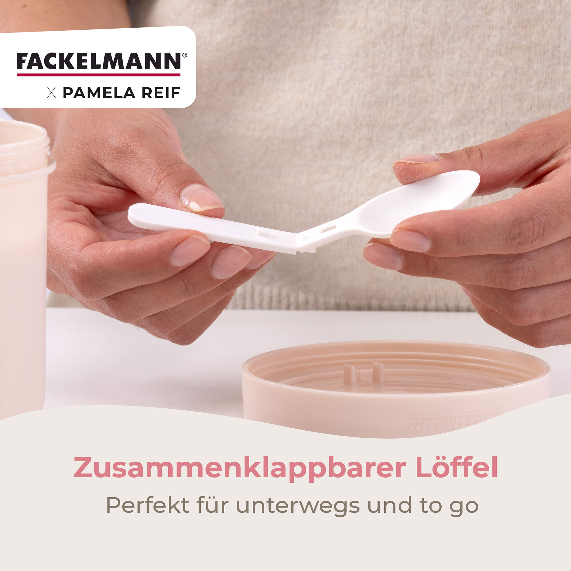 Pamela Reif Müsli to go Becher inkl. Löffel, 500ml, beige