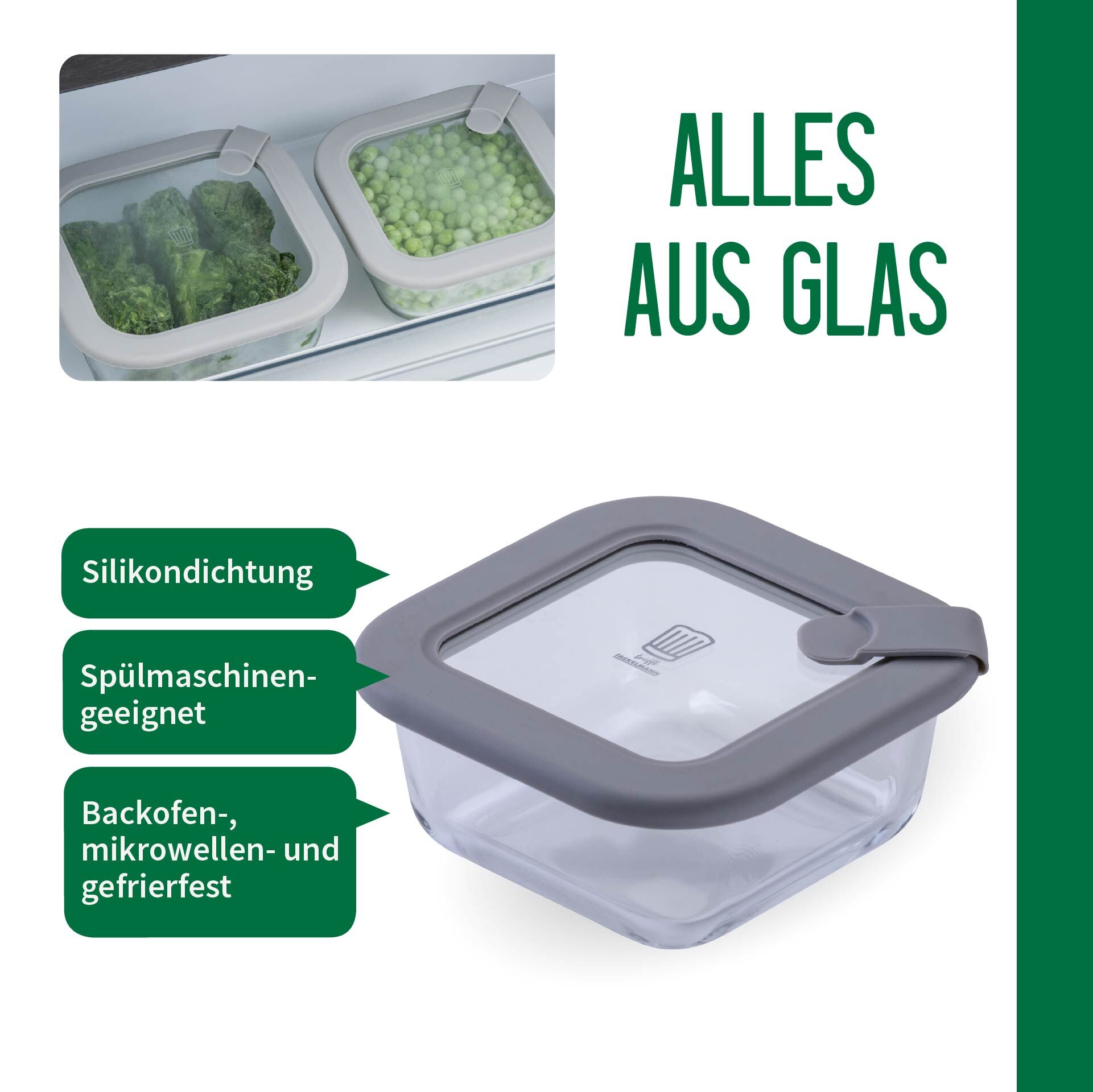 Vorratsdose Glas, eckig, 320ml